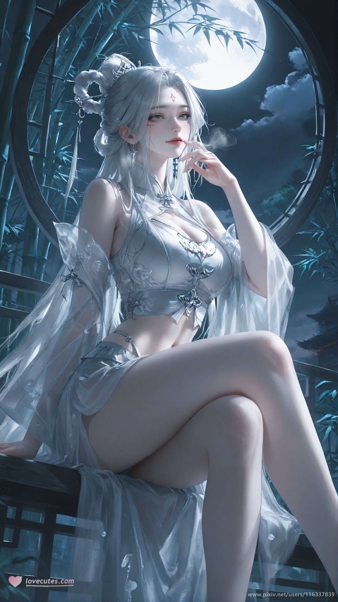 AI Nudes - Taiji Bahuang Xiaobai lace lingerie bodysuit topless AI Gallery 234P