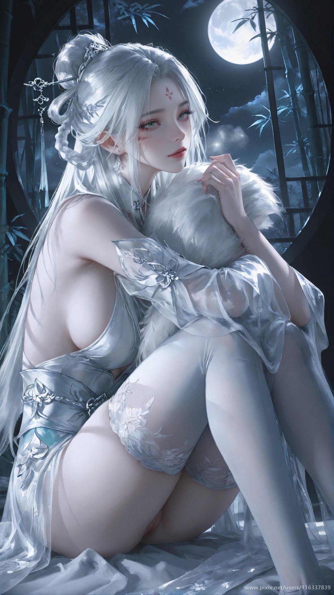 AI Nudes - Taiji Bahuang Xiaobai lace lingerie bodysuit topless AI Gallery 234P