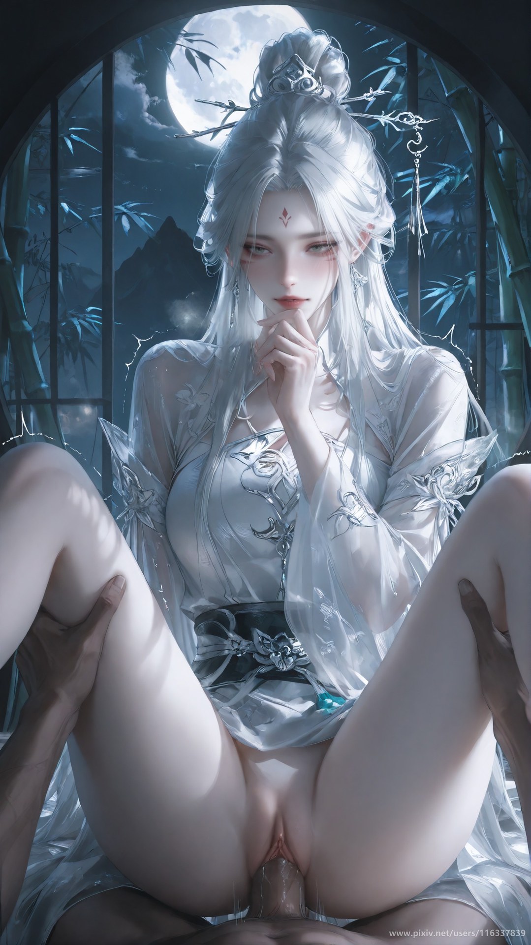 AI Nudes - Taiji Bahuang Xiaobai lace lingerie bodysuit topless AI Gallery 234P