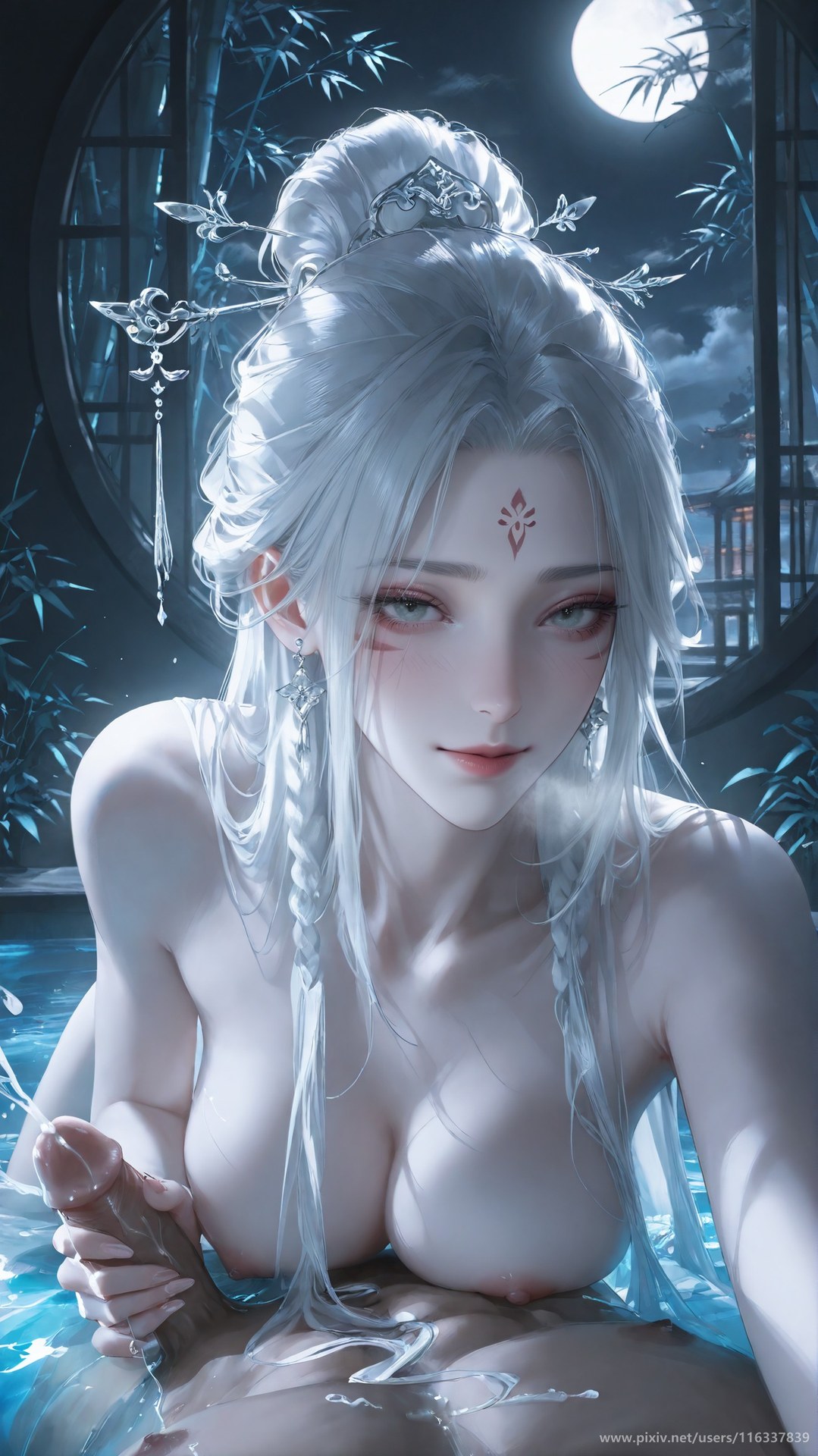 AI Nudes - Taiji Bahuang Xiaobai lace lingerie bodysuit topless AI Gallery 234P