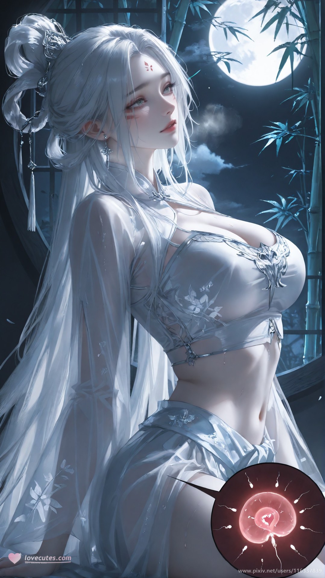 AI Nudes - 太极八荒 竹林夜色小白：蕾丝内衣紧身衣白虎角色图集 234P