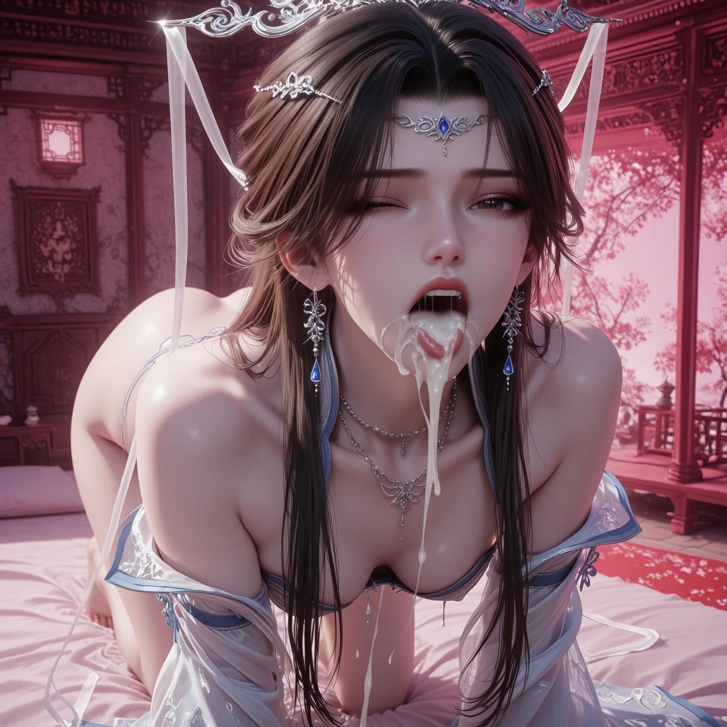 AI Porn - Renegade Immortal Li Muwan bodysuit wet-look explicit nude AI Adult Gallery 124P
