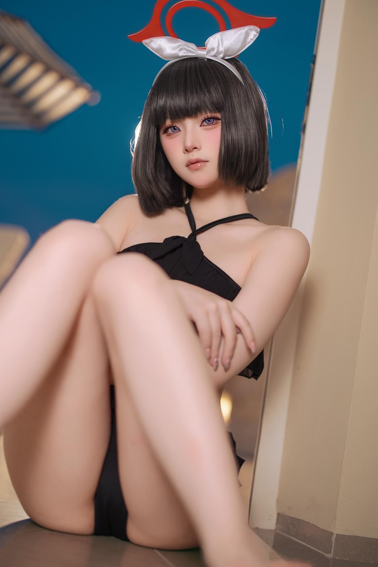 [コスプレ] 屿鱼 - 蔚蓝档案 静山真白泳装 泳装比基尼 美腿泳池还原 30P
