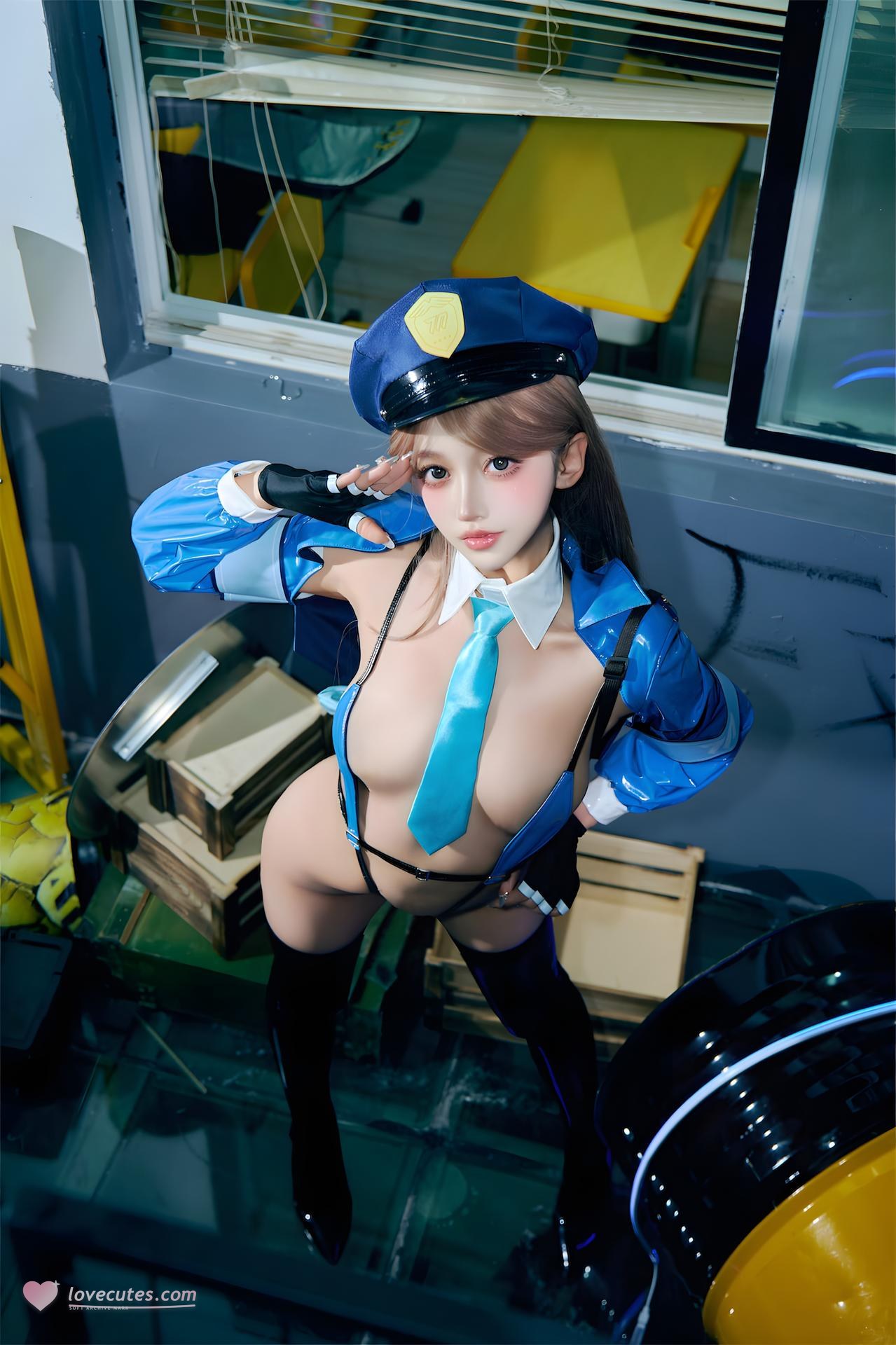 [寫真] 过期米線線喵 - 女警：藍黑女警制服 黑絲美腿私拍 59P