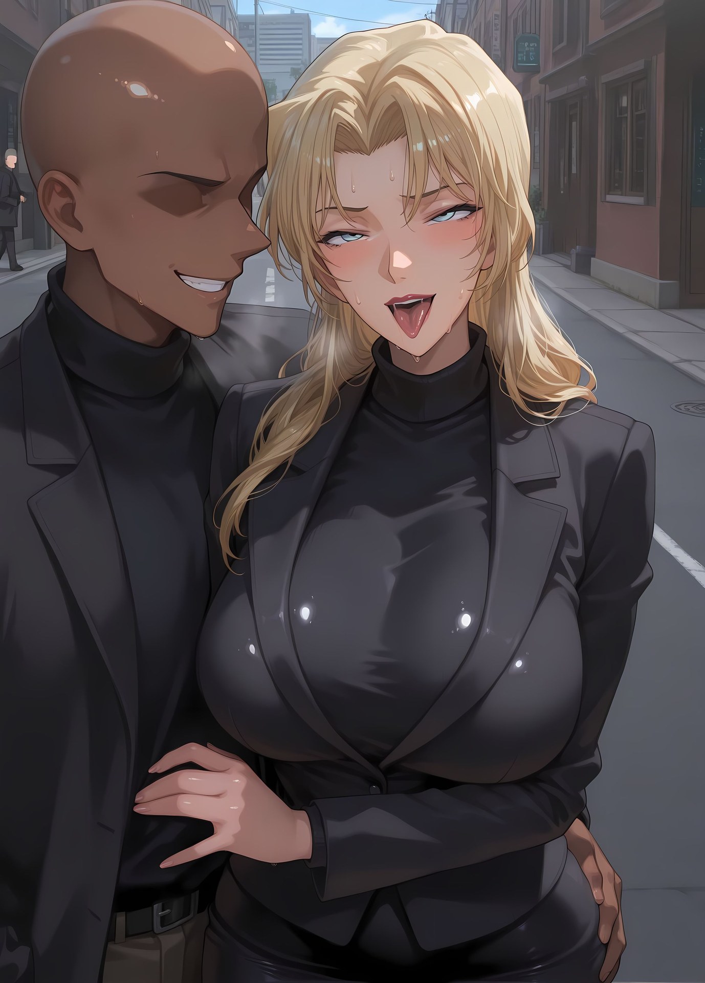 AI Porn - Detective Conan Vermouth 레이스 란제리 바디수트 젖은 연출 AI 이미지 갤러리 368P