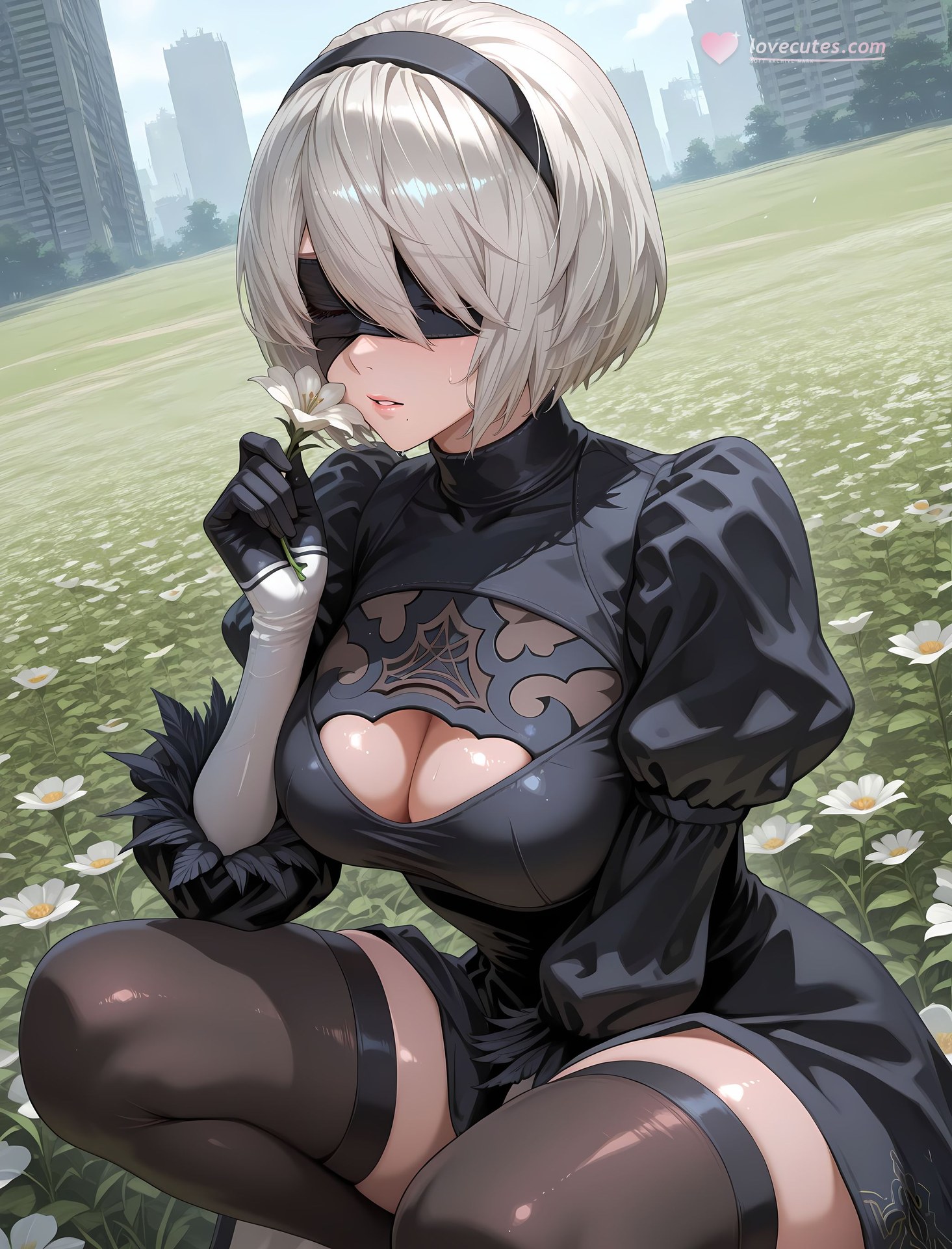 AI Porn - NieR Automata 2B black stockings bodysuit wet-look AI Adult Gallery 202P