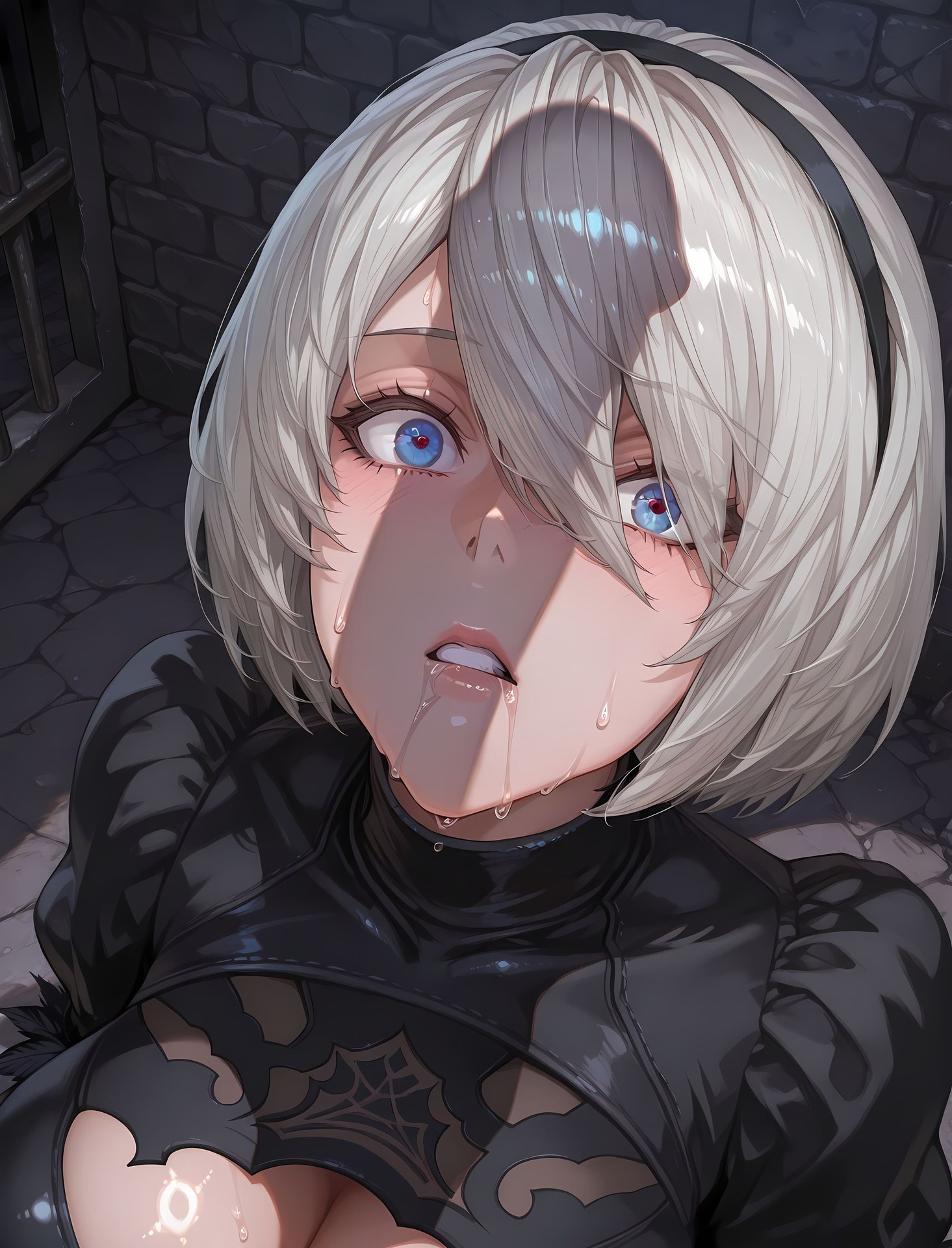 AI Porn - NieR Automata 2B black stockings bodysuit wet-look AI Adult Gallery 202P