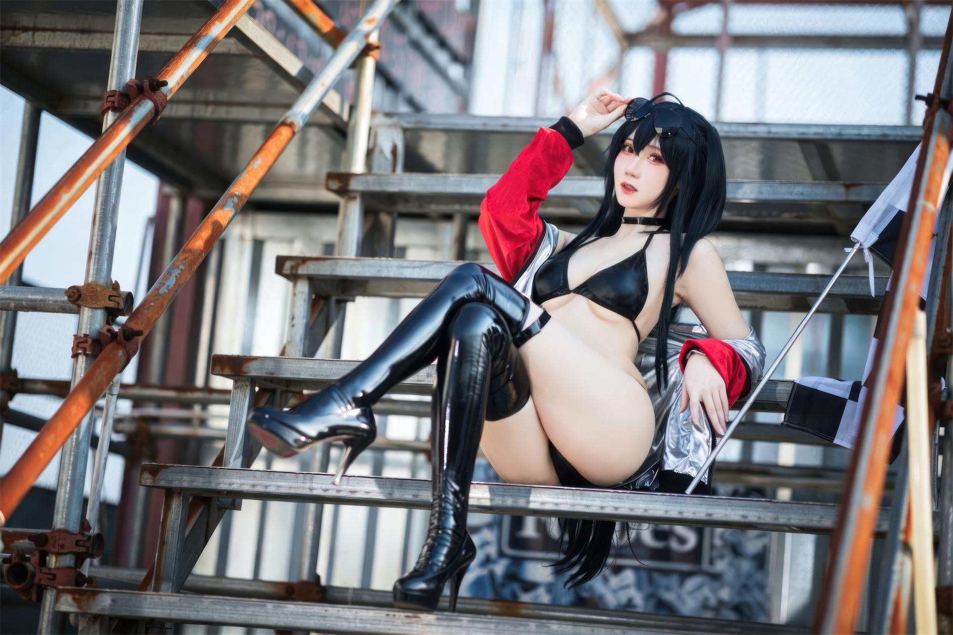 [Cosplay] Menmentan โฟโต้เซ็ต cosplay, black stockings, busty styling, leg-focused poses 32P