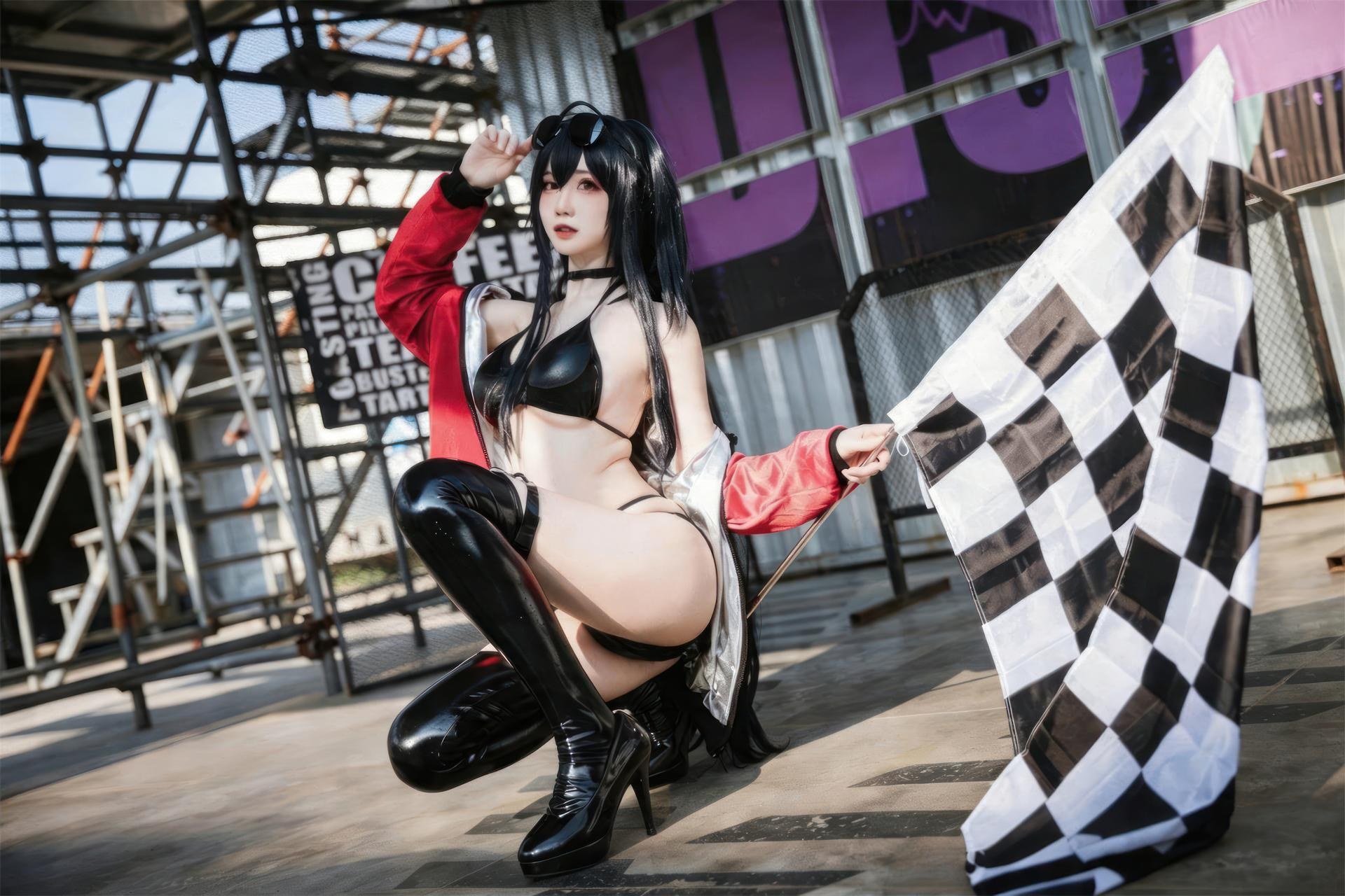 [Cosplay] Menmentan - MissKON coser cosplay, black stockings, busty styling, leg-focused poses 32P