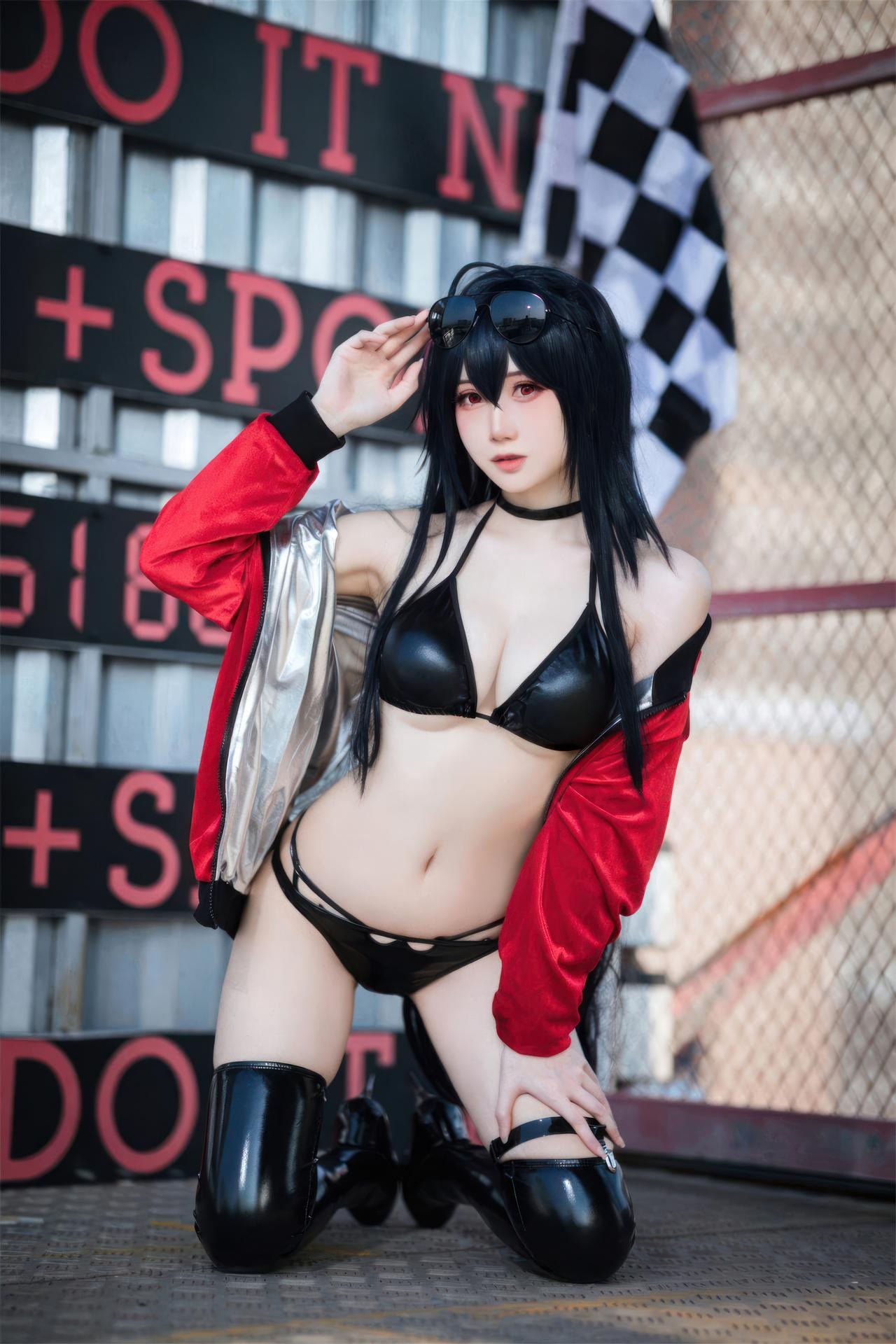 [Cosplay] Menmentan - MissKON coser cosplay, black stockings, busty styling, leg-focused poses 32P