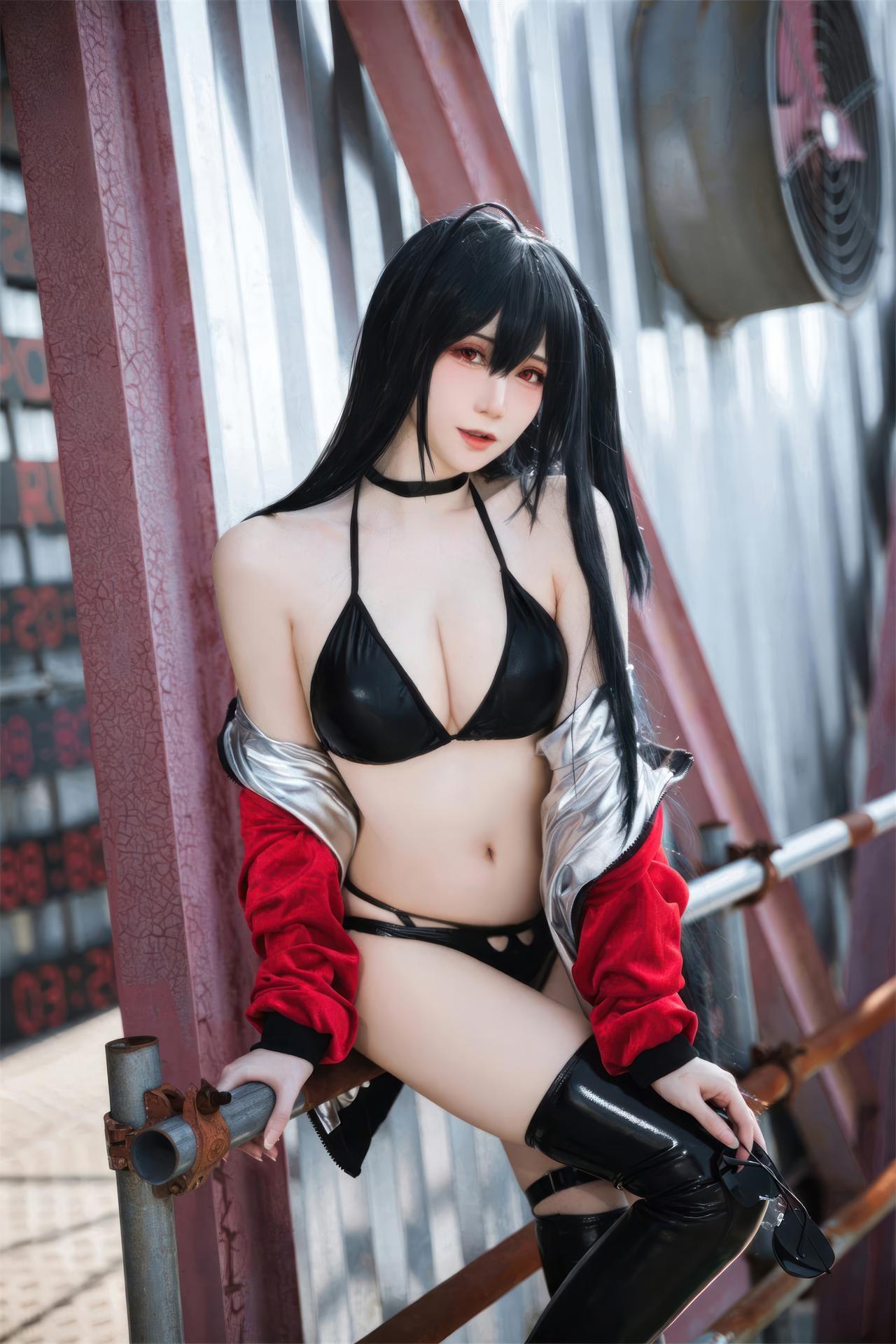 [Cosplay] Menmentan - MissKON coser cosplay, black stockings, busty styling, leg-focused poses 32P