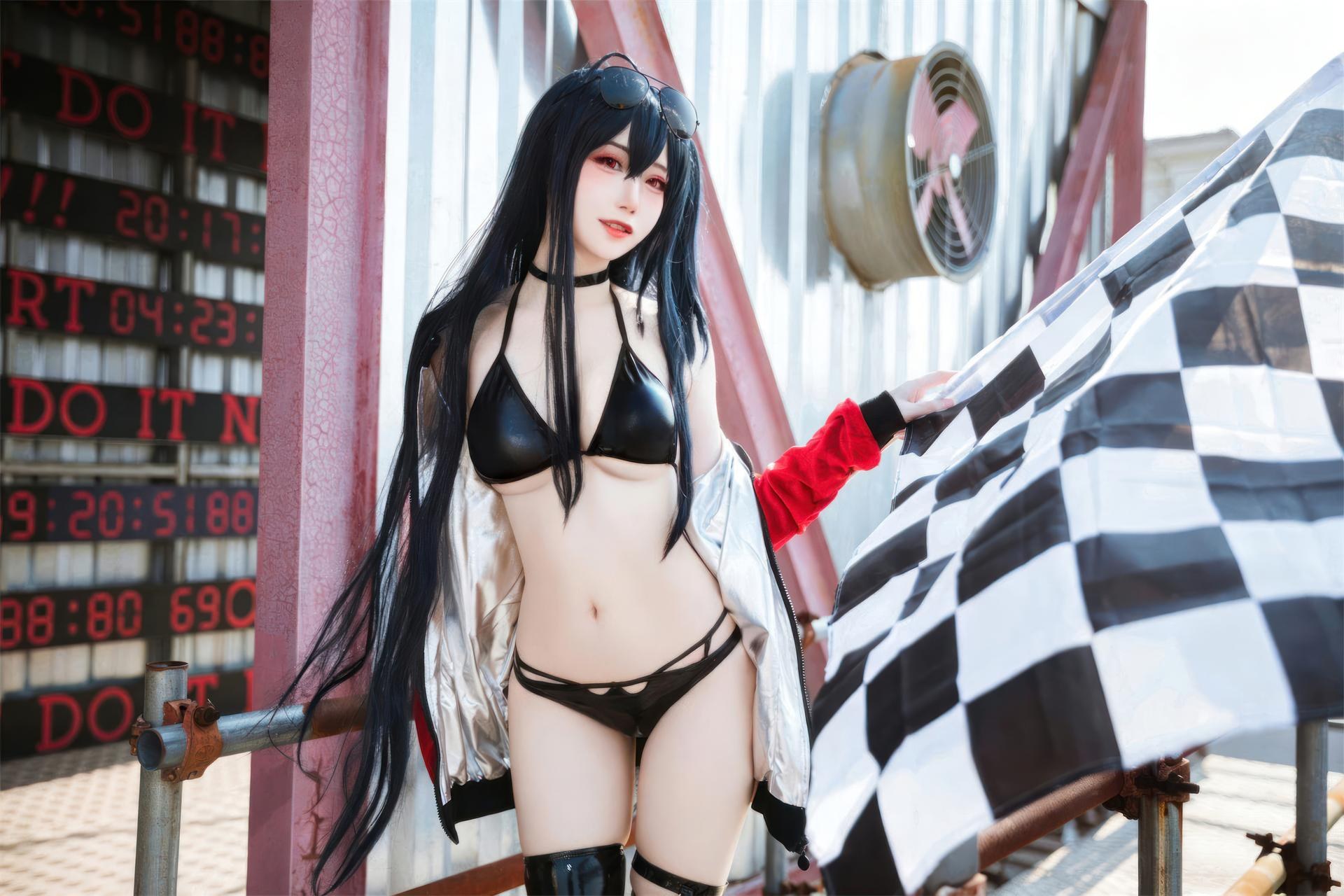 [Cosplay] Menmentan - MissKON coser cosplay, black stockings, busty styling, leg-focused poses 32P