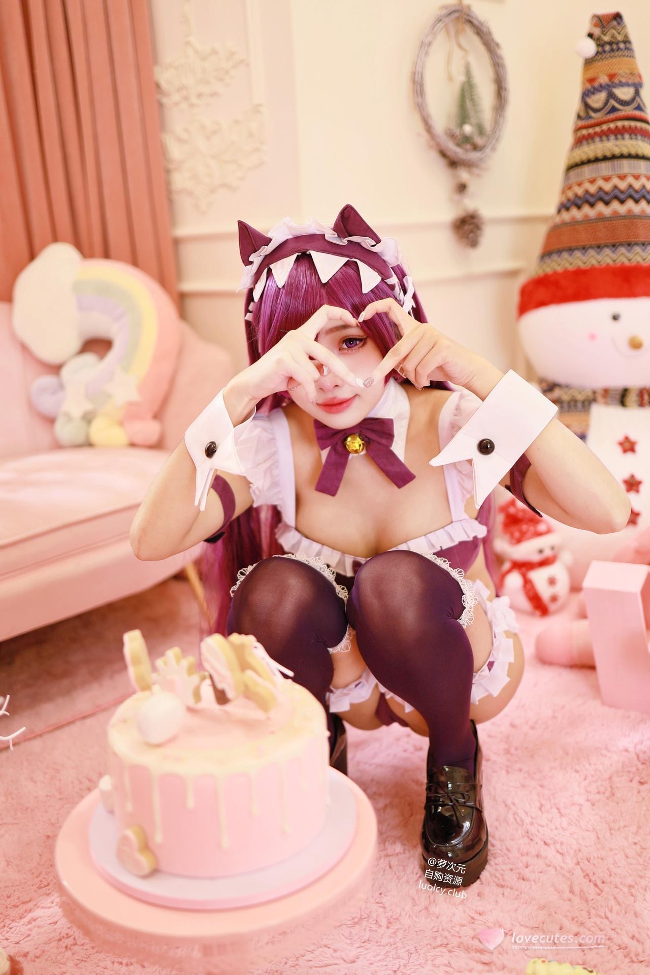 [cosplay] 慕慕Momo - 4K 貓女僕 Neko Maid：貓耳女僕黑絲 巨乳美腿影片 57P5V
