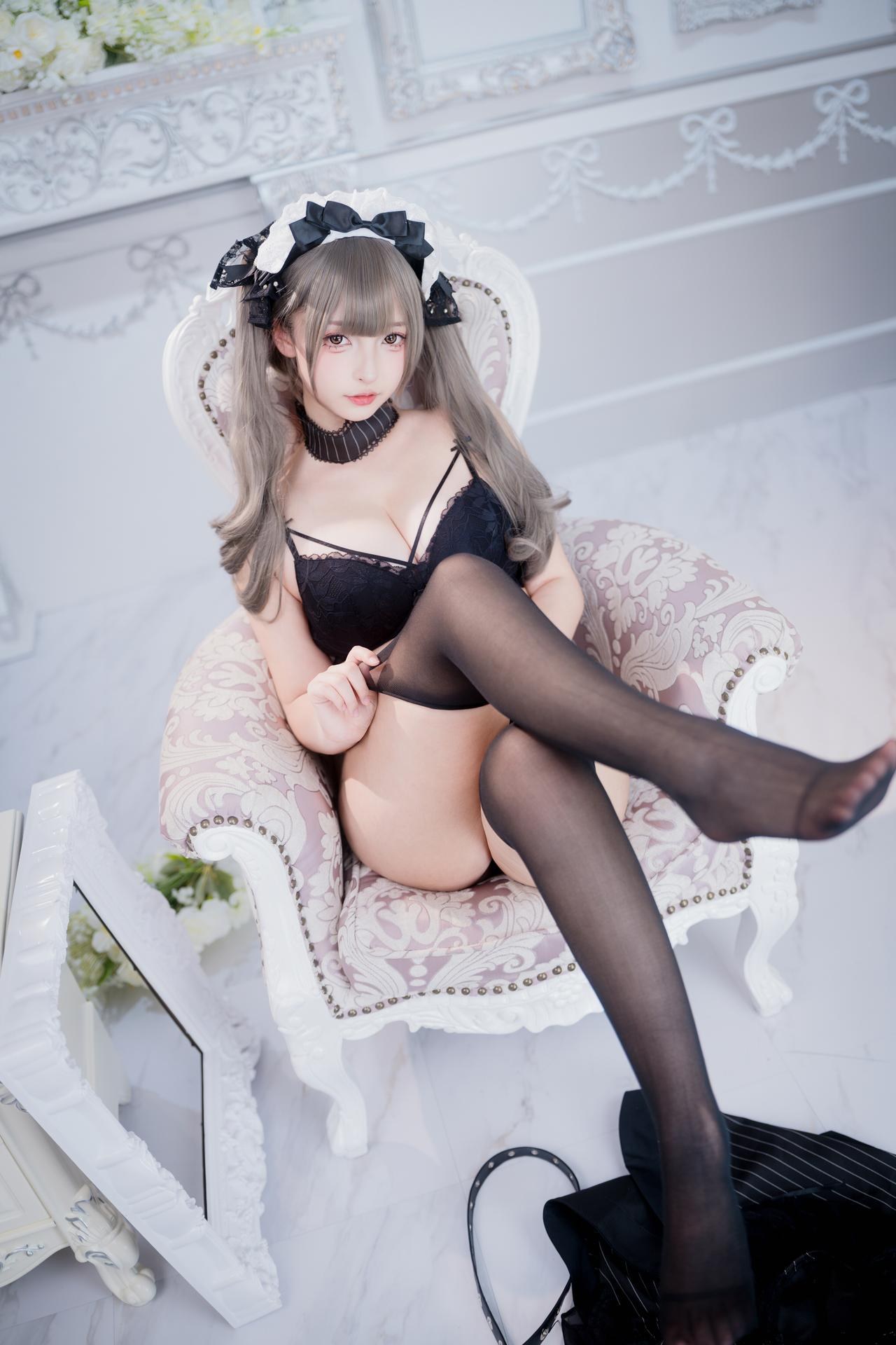 [Private Room] Kagurazaka Mafuyu bộ ảnh private-room photos, maid, black stockings, lingerie 75P2V