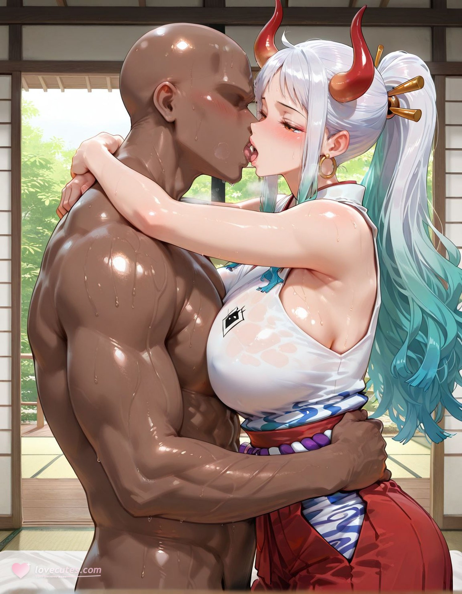 AI Porn - One Piece Yamato swimsuit wet-look explicit nude AI Adult Gallery 413P