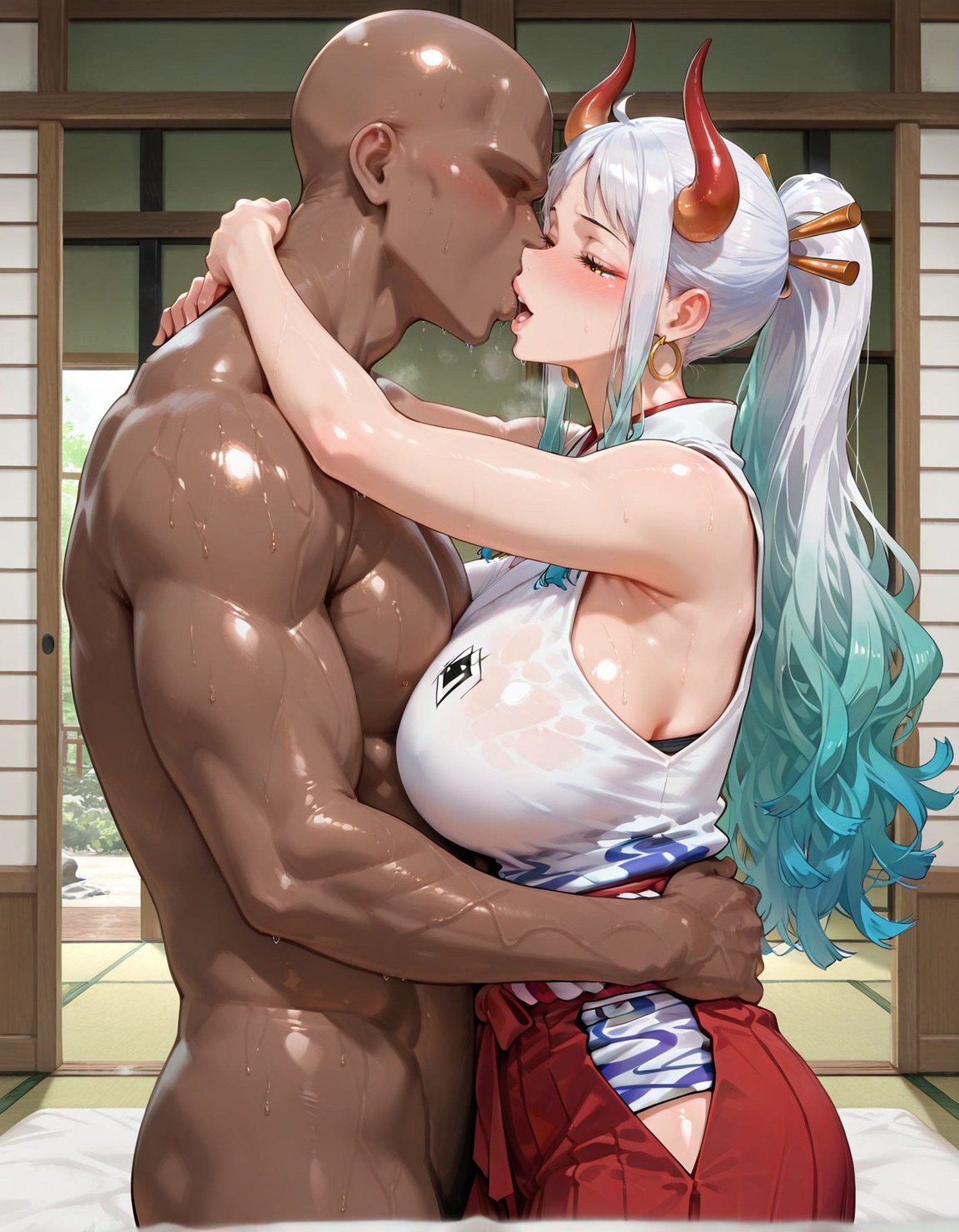 AI Porn - One Piece Yamato swimsuit wet-look explicit nude AI Adult Gallery 413P