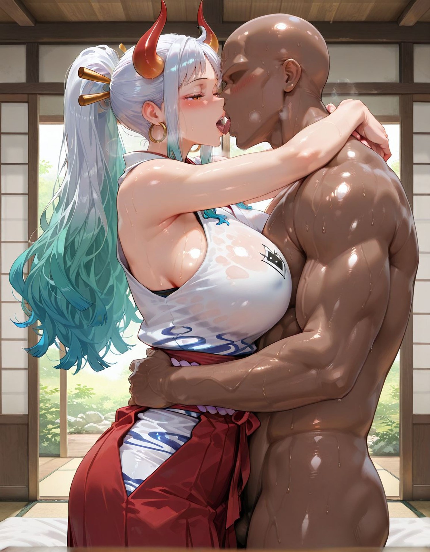 AI Porn - One Piece Yamato swimsuit wet-look explicit nude AI Adult Gallery 413P