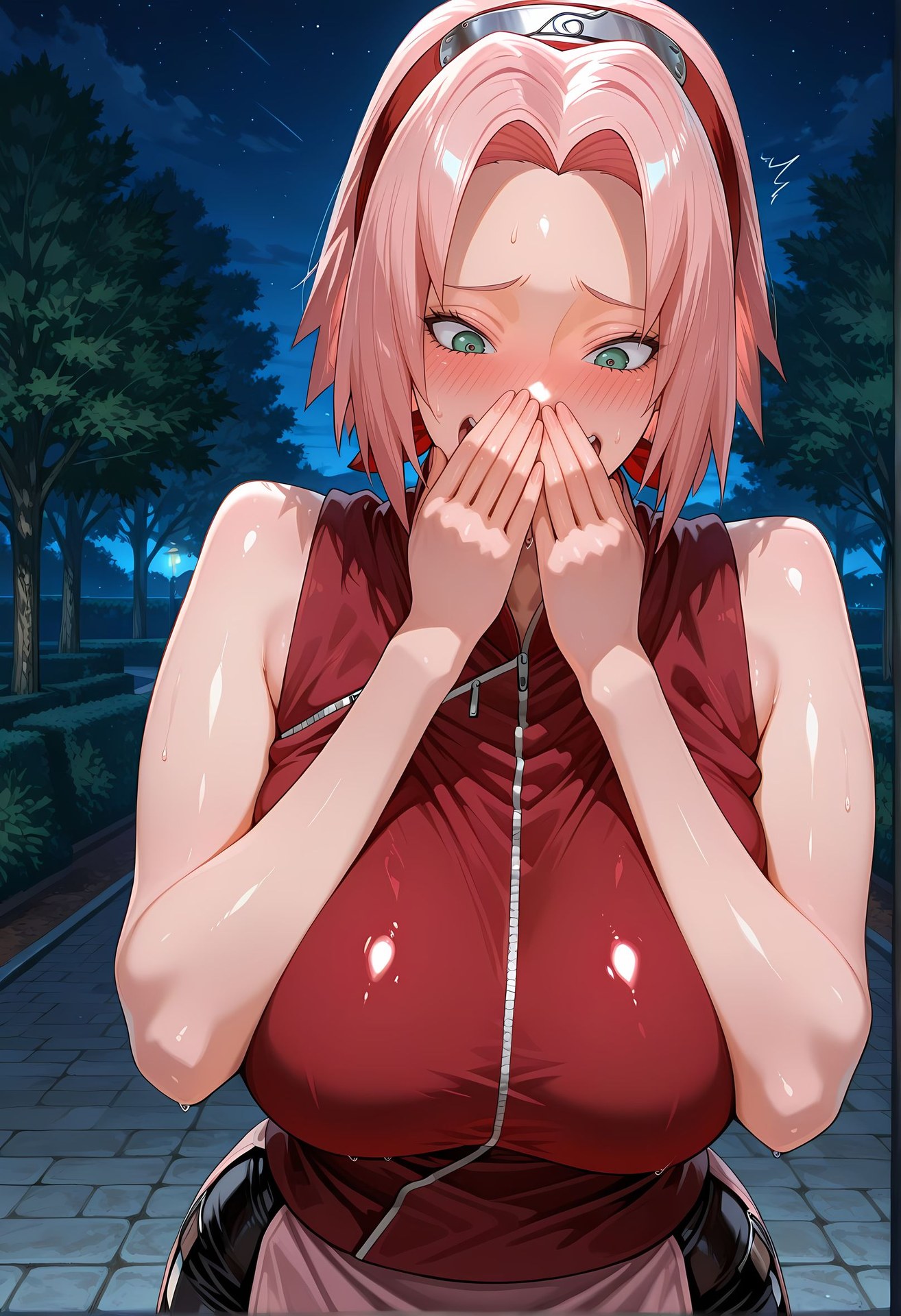 AI Porn - Naruto Sakura Haruno bodysuit bathroom wet-look AI Adult Gallery 164P