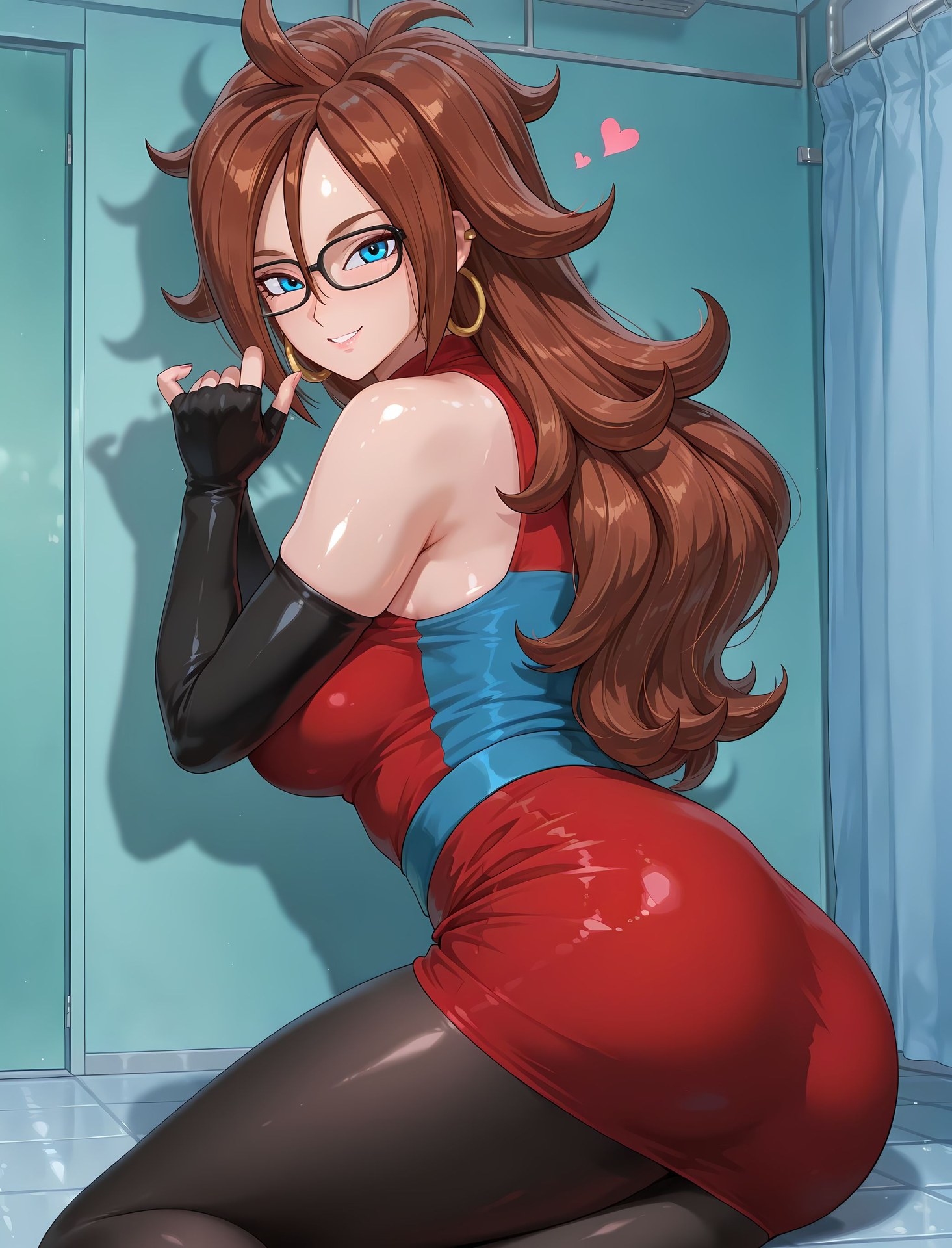 AI Porn - Dragon Ball Android 21 bodysuit wet-look explicit nude AI Adult Gallery 161P