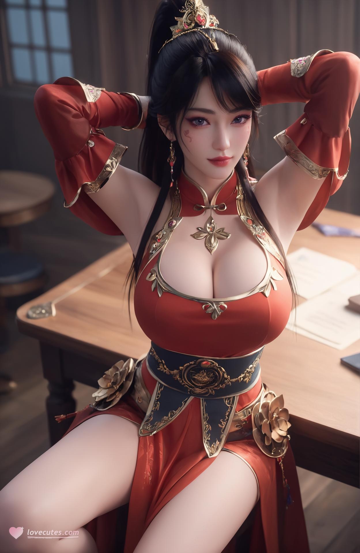 AI Porn - 傲世神丹 媚瑶 赤い古装 露出ヌード 赤い古装、露出ヌード、豊かな曲線 AI画像ギャラリー 280P