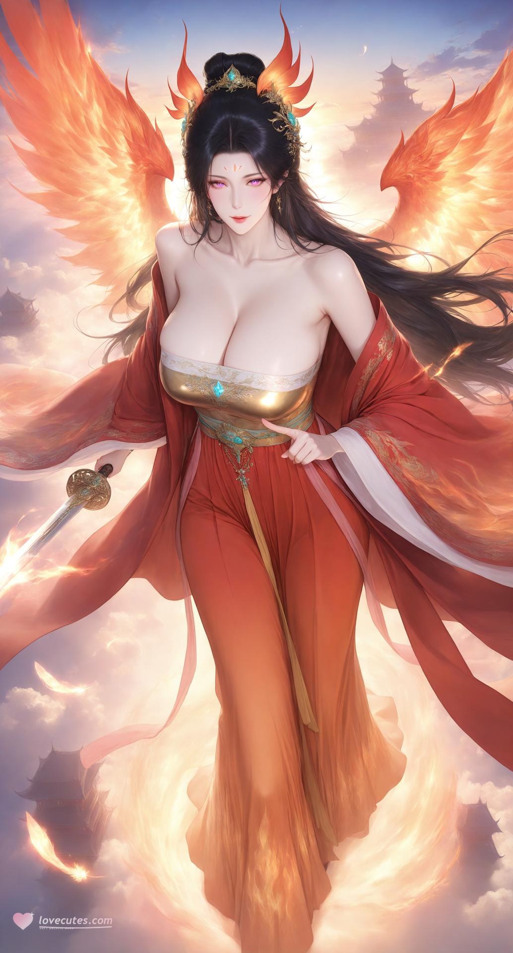 AI Porn - 山海經仙子：鳳女白狐蛇女幻想露點圖集 70P