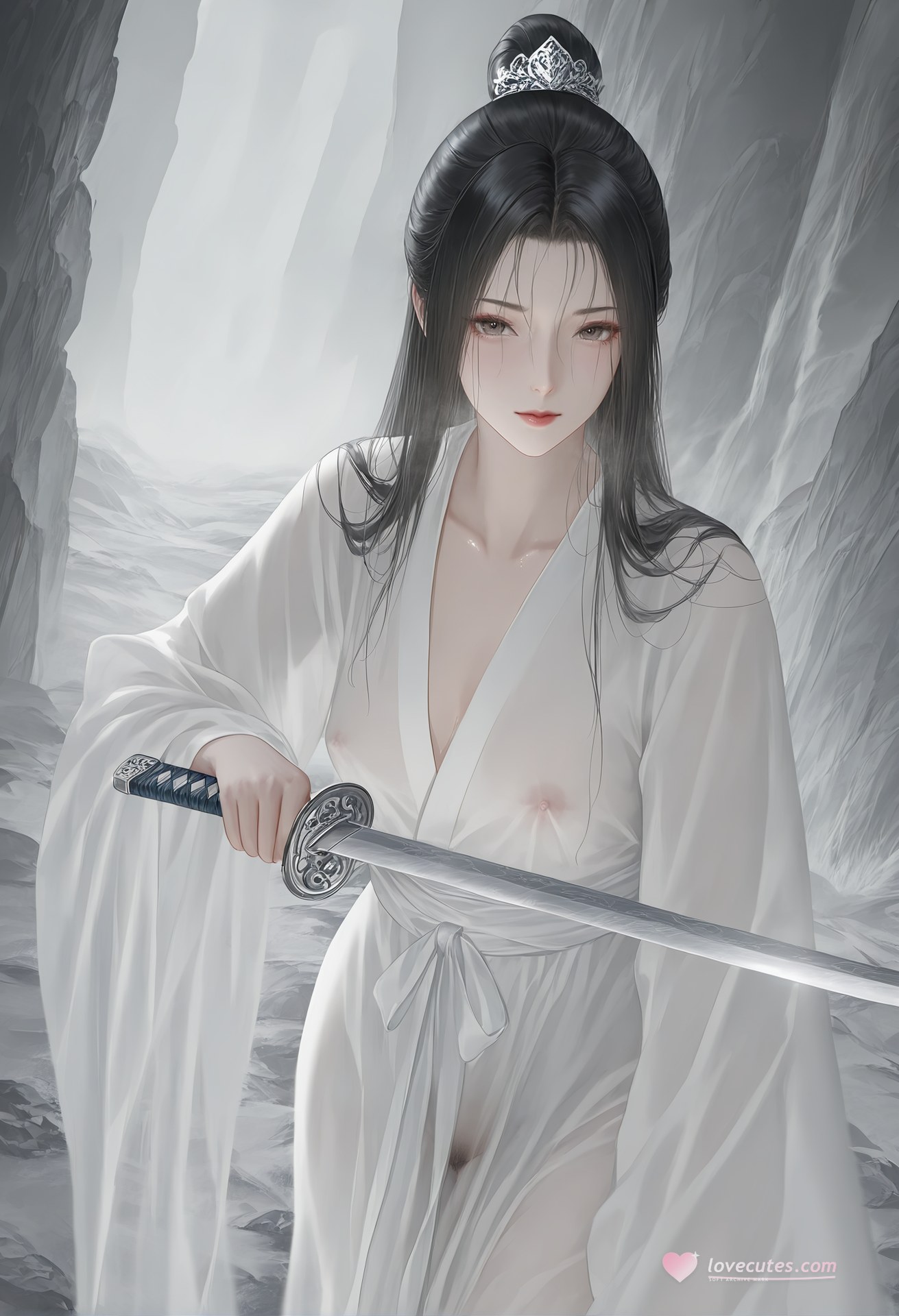 AI Porn - 小龍女：白衣透視古裝露點圖集 26P
