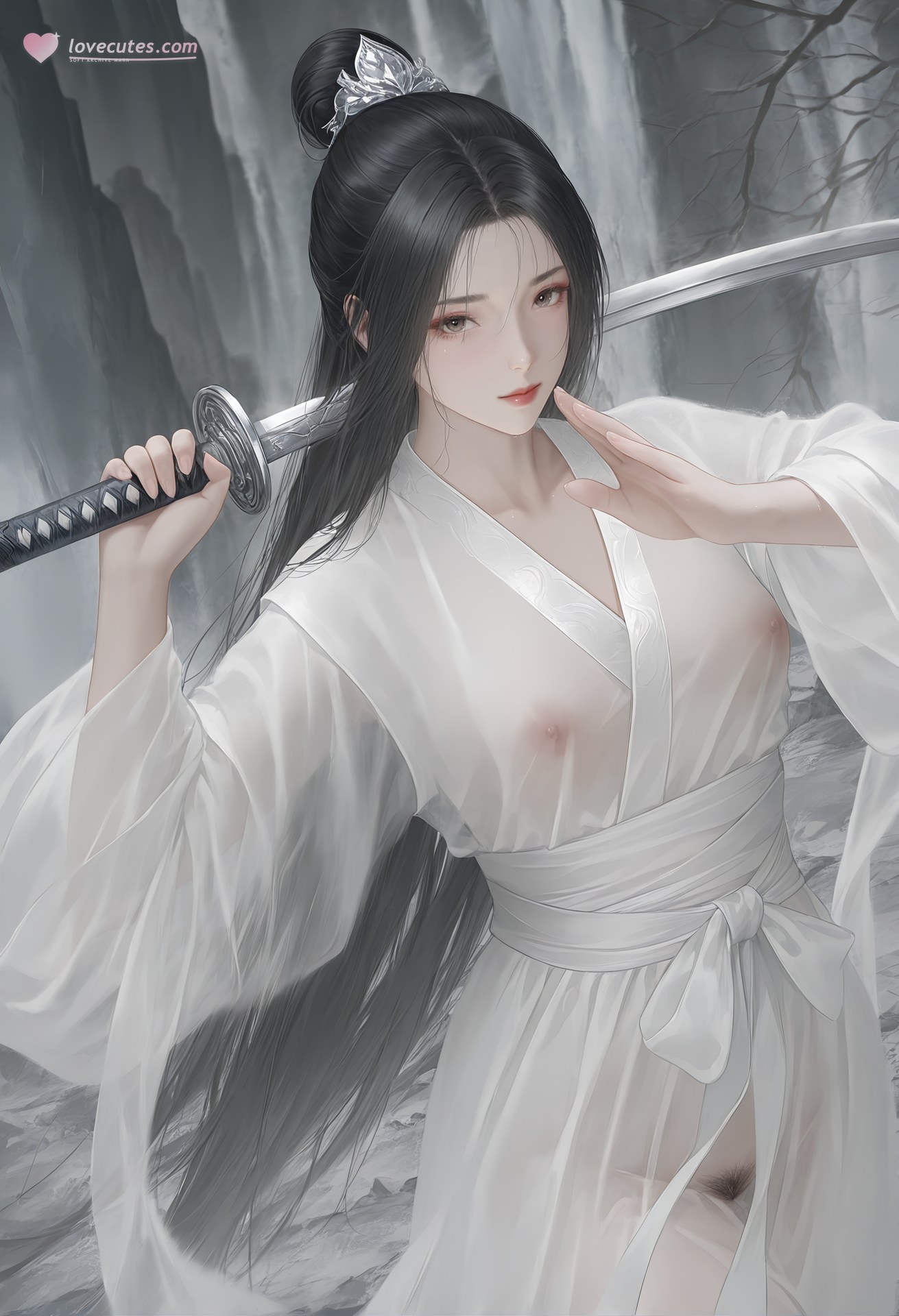 AI Porn - 小龍女：白衣透視古裝露點圖集 26P