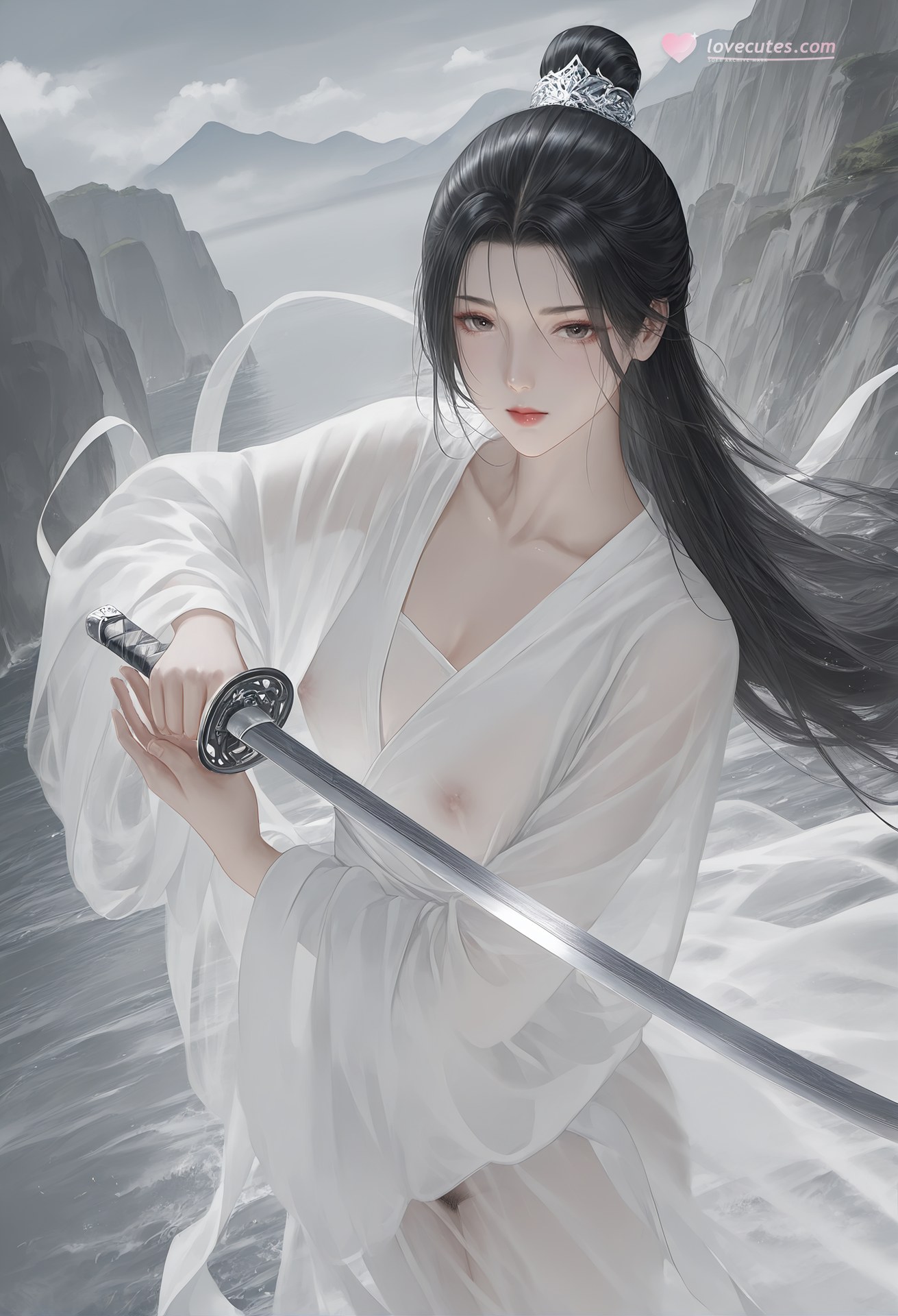 AI Porn - 小龍女：白衣透視古裝露點圖集 26P