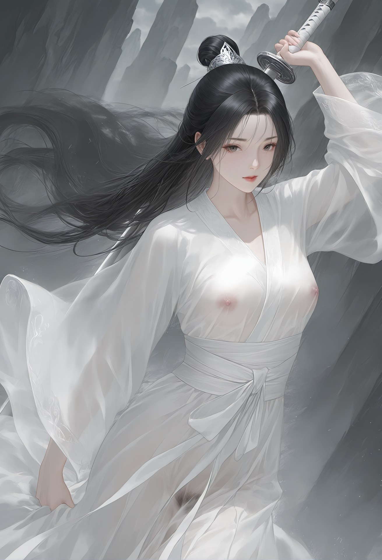 AI Porn - 小龍女：白衣透視古裝露點圖集 26P