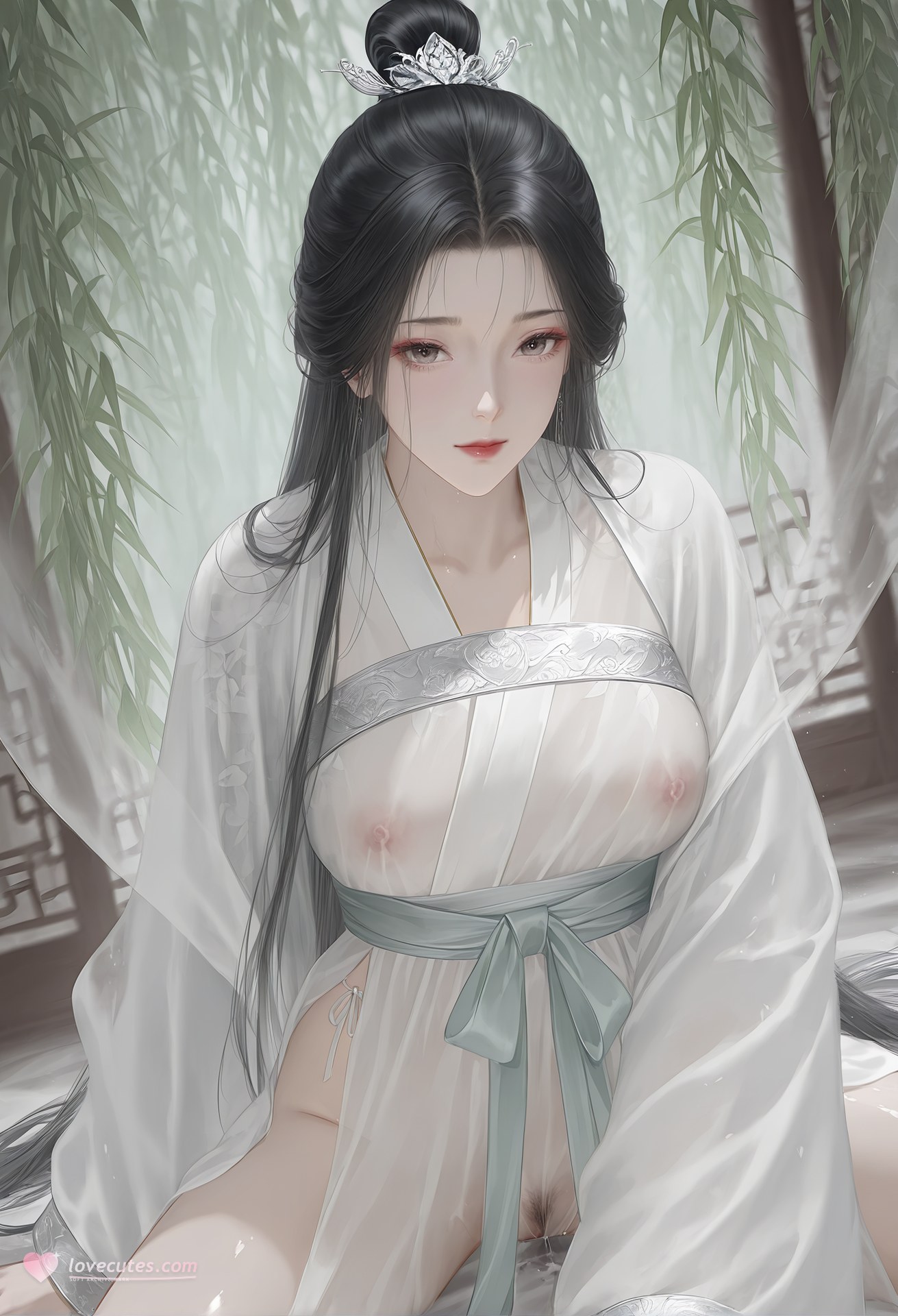 AI Porn - Xiaolongnü white sheer costume topless adult white sheer costume styling, topless adult detail, wuxia character presentation AI Adult Gallery 26P