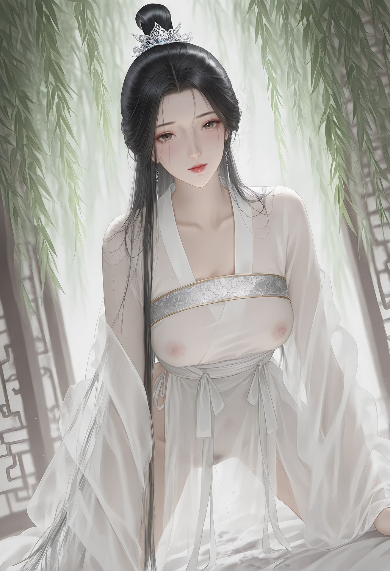 AI Porn - Xiaolongnü white sheer costume topless adult white sheer costume styling, topless adult detail, wuxia character presentation AI Adult Gallery 26P
