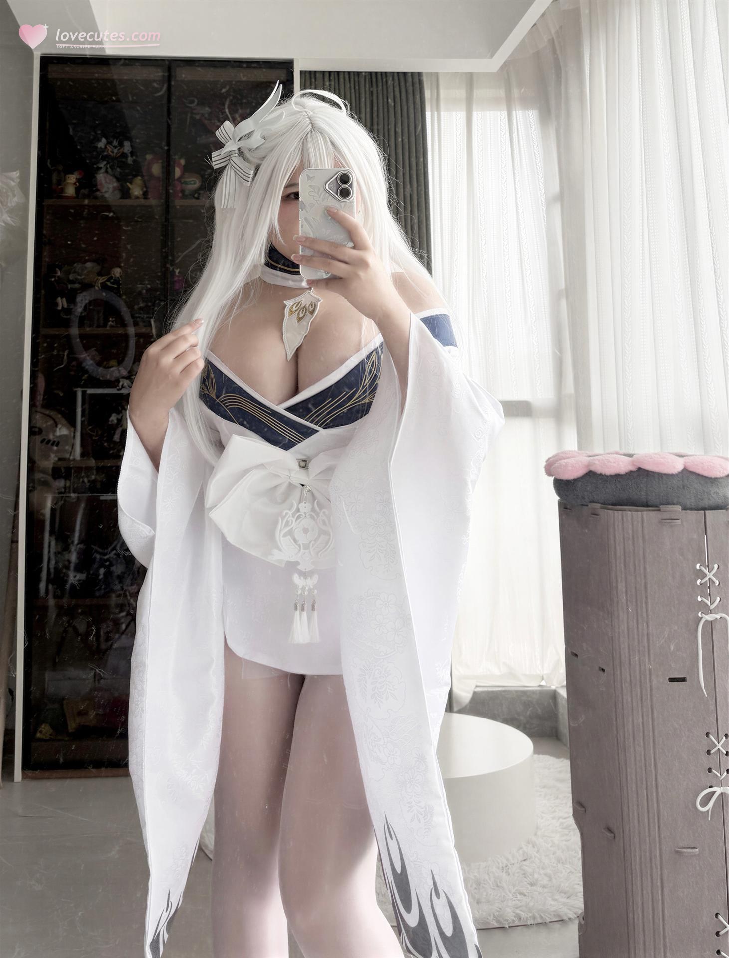 [cosplay] 阿半今天很开心 - 碧蓝航线 白凤和服：和服白丝角色还原 60P1V