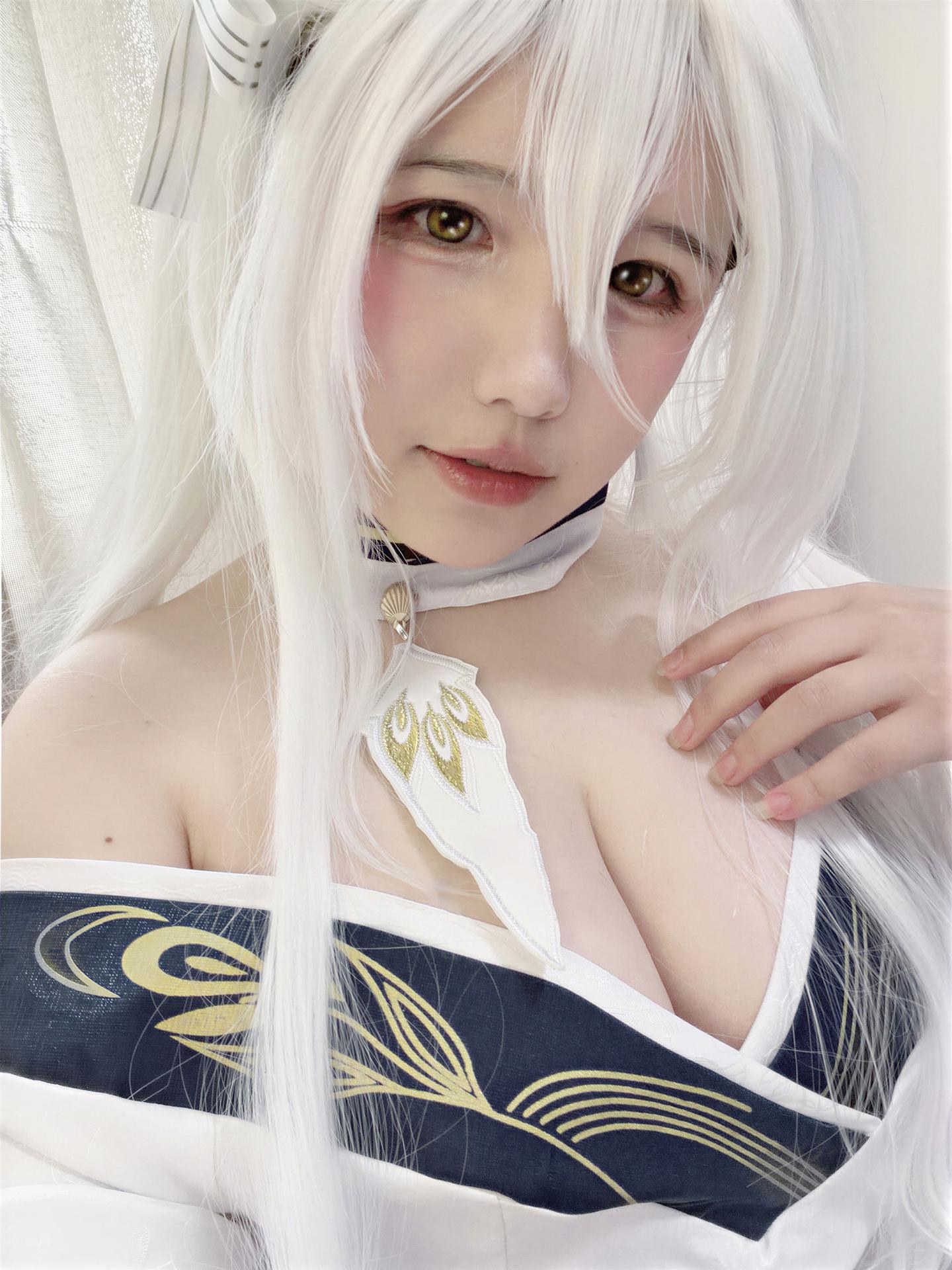 [cosplay] 阿半今天很开心 - 碧蓝航线 白凤和服：和服白丝角色还原 60P1V