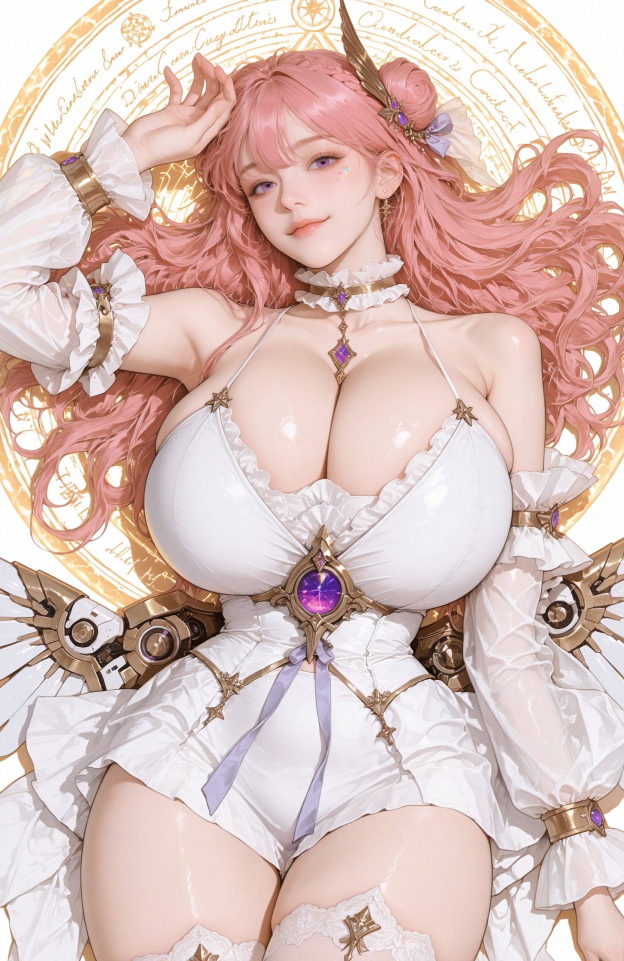 AI Generated Anime Girl - 胜利女神NIKKE Dorothy：白丝蕾丝内衣紧身衣湿身露穴 96P