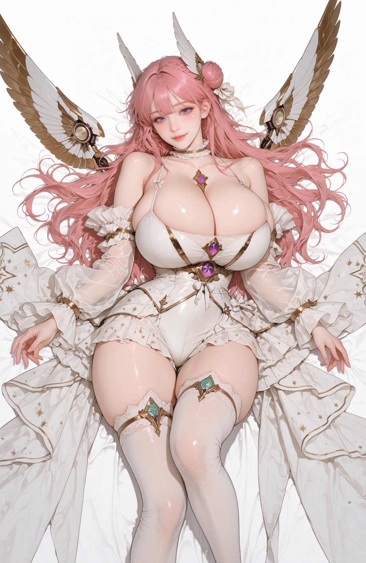 AI Generated Anime Girl - 胜利女神NIKKE Dorothy：白丝蕾丝内衣紧身衣湿身露穴 96P