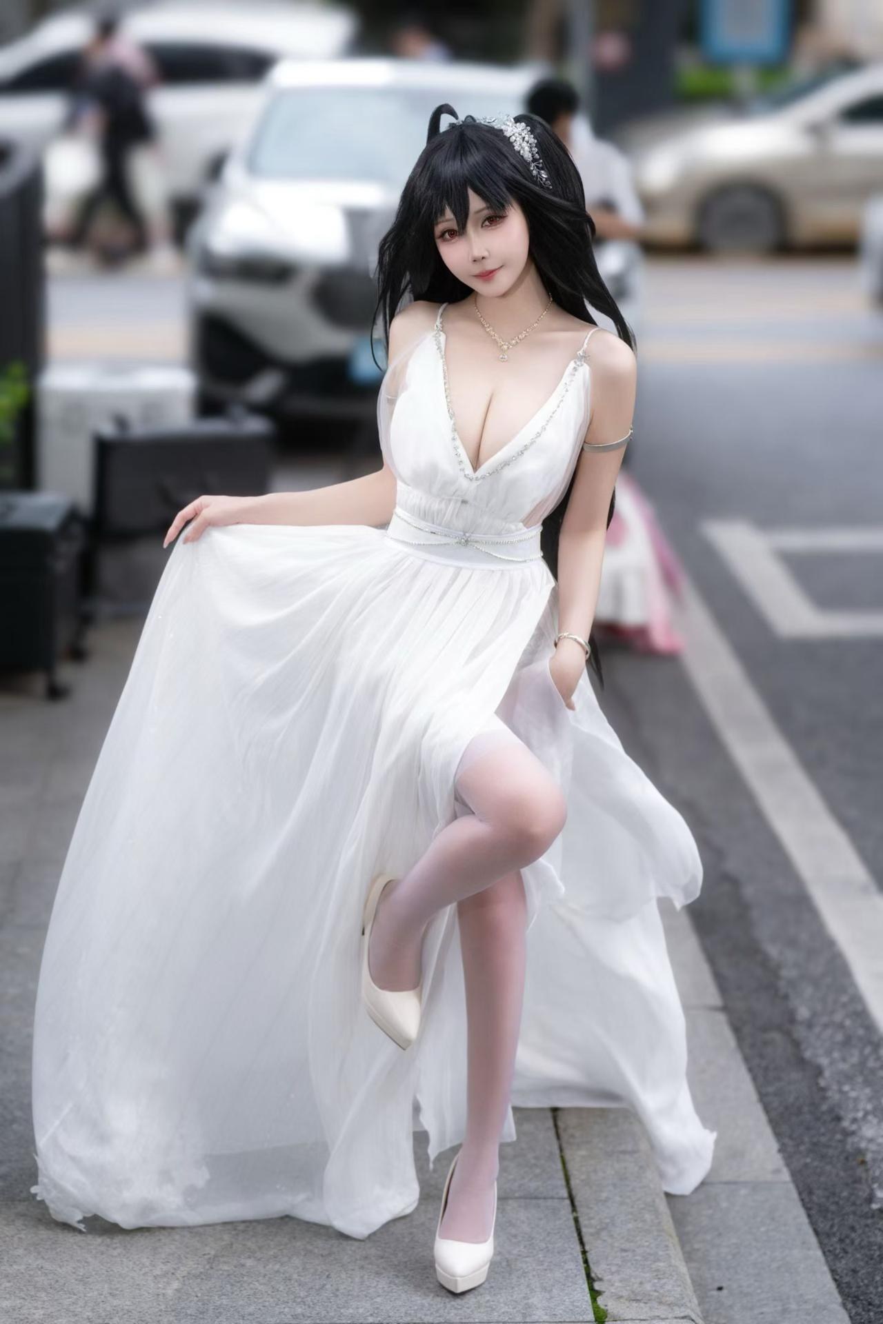 [cosplay] 抱走莫子aa - 碧蓝航线 大凤：誓约花嫁花嫁白纱美胸 27P