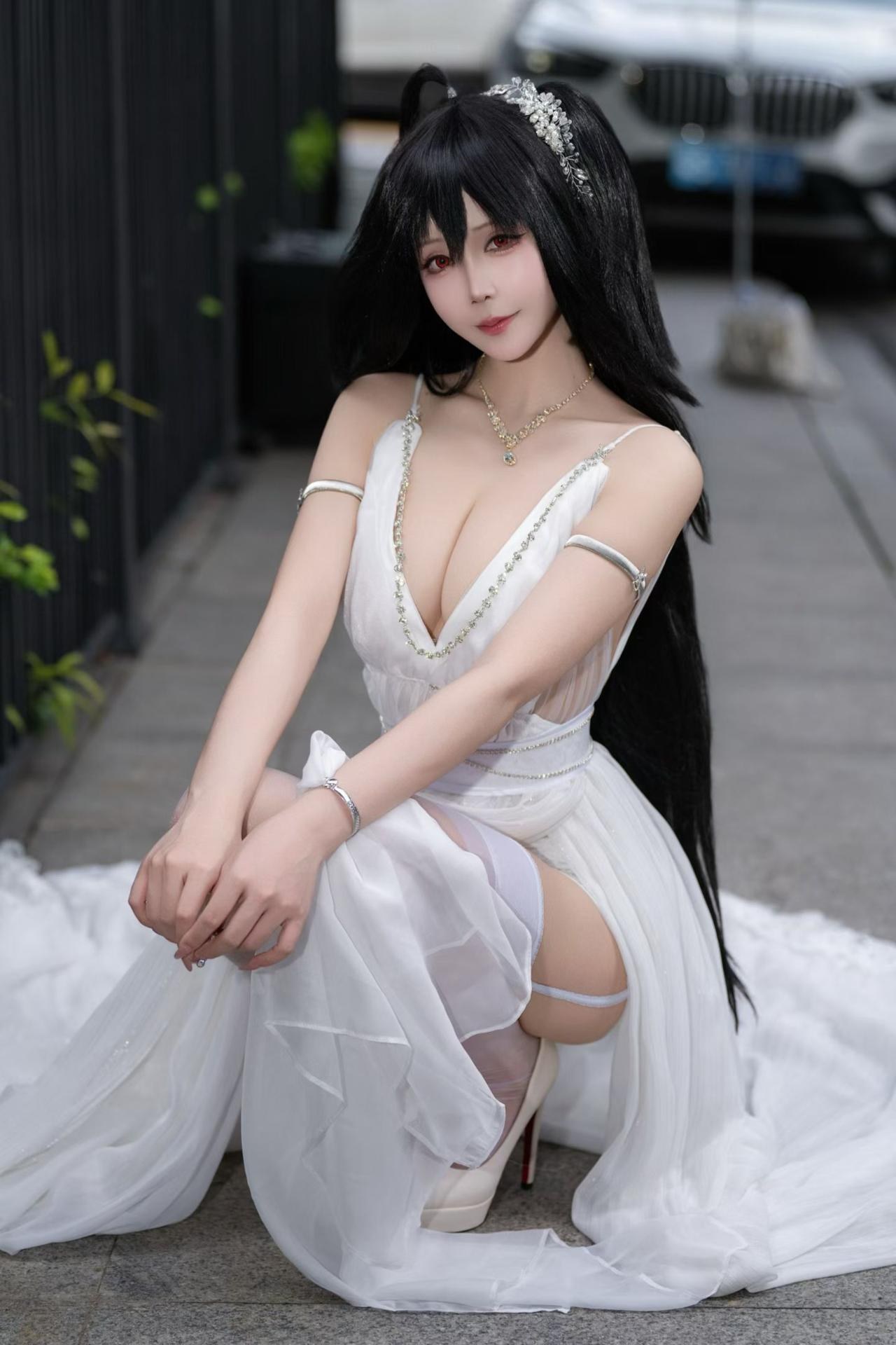 [cosplay] 抱走莫子aa - 碧蓝航线 大凤：誓约花嫁花嫁白纱美胸 27P
