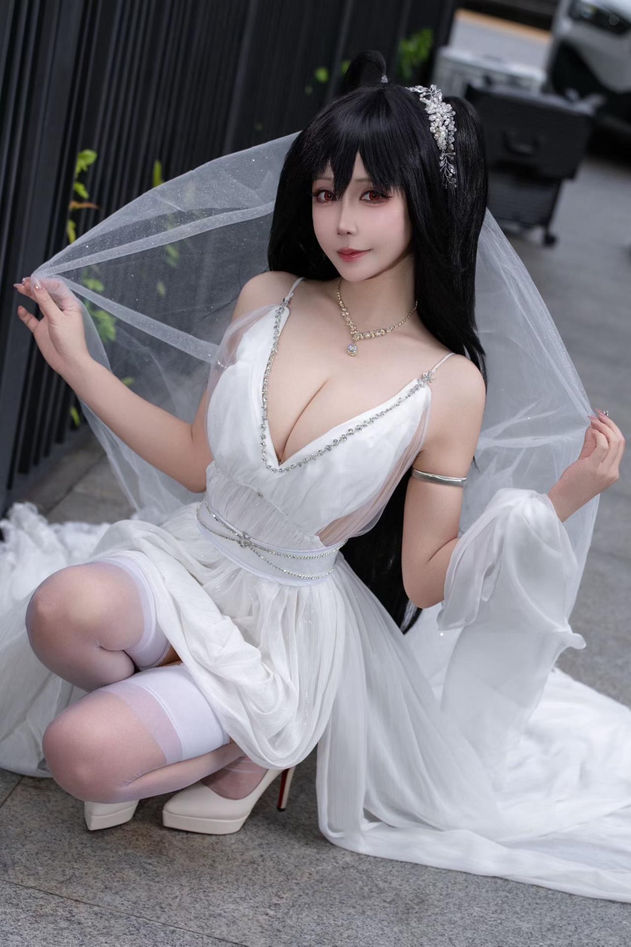 [cosplay] 抱走莫子aa - 碧蓝航线 大凤：誓约花嫁花嫁白纱美胸 27P
