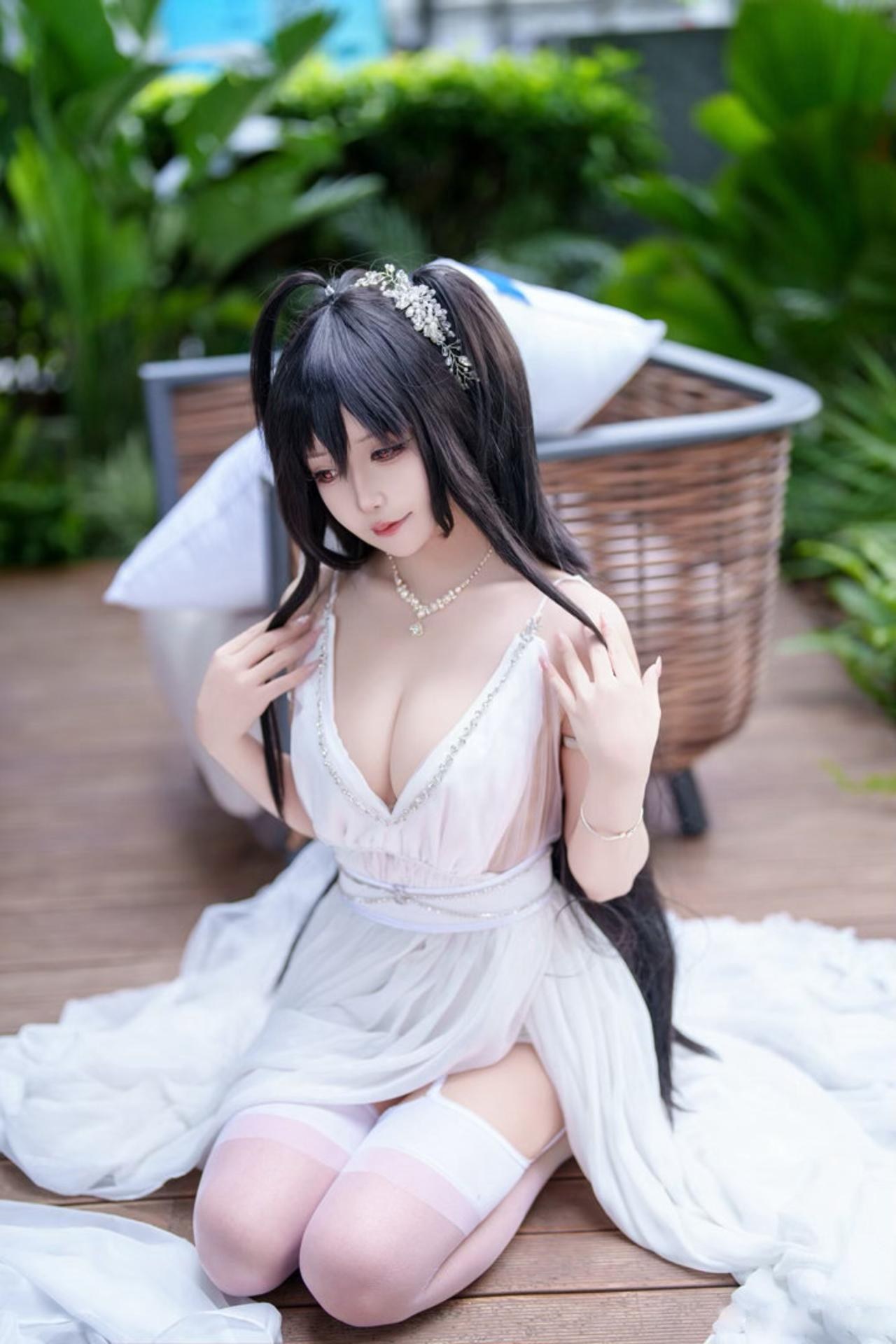 [cosplay] 抱走莫子aa - 碧蓝航线 大凤：誓约花嫁花嫁白纱美胸 27P