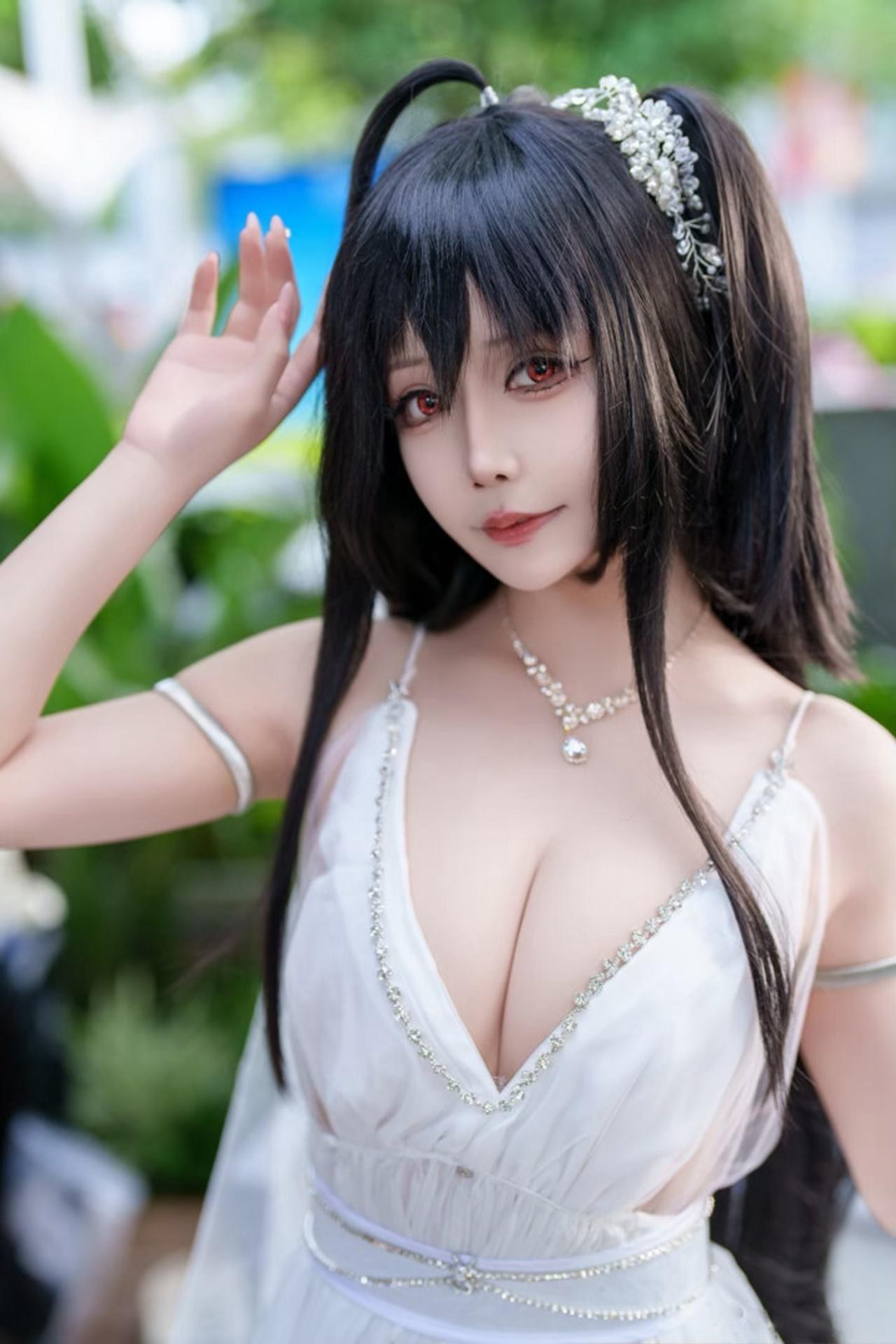 [cosplay] 抱走莫子aa - 碧蓝航线 大凤：誓约花嫁花嫁白纱美胸 27P