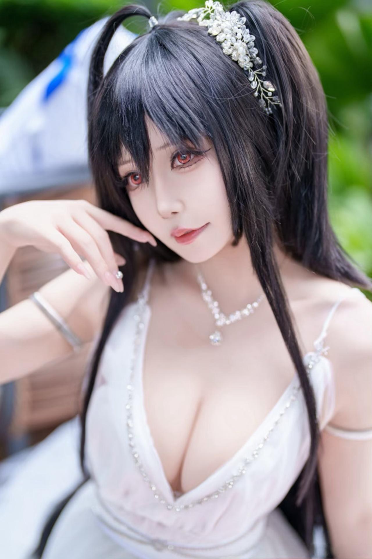 [cosplay] 抱走莫子aa - 碧蓝航线 大凤：誓约花嫁花嫁白纱美胸 27P