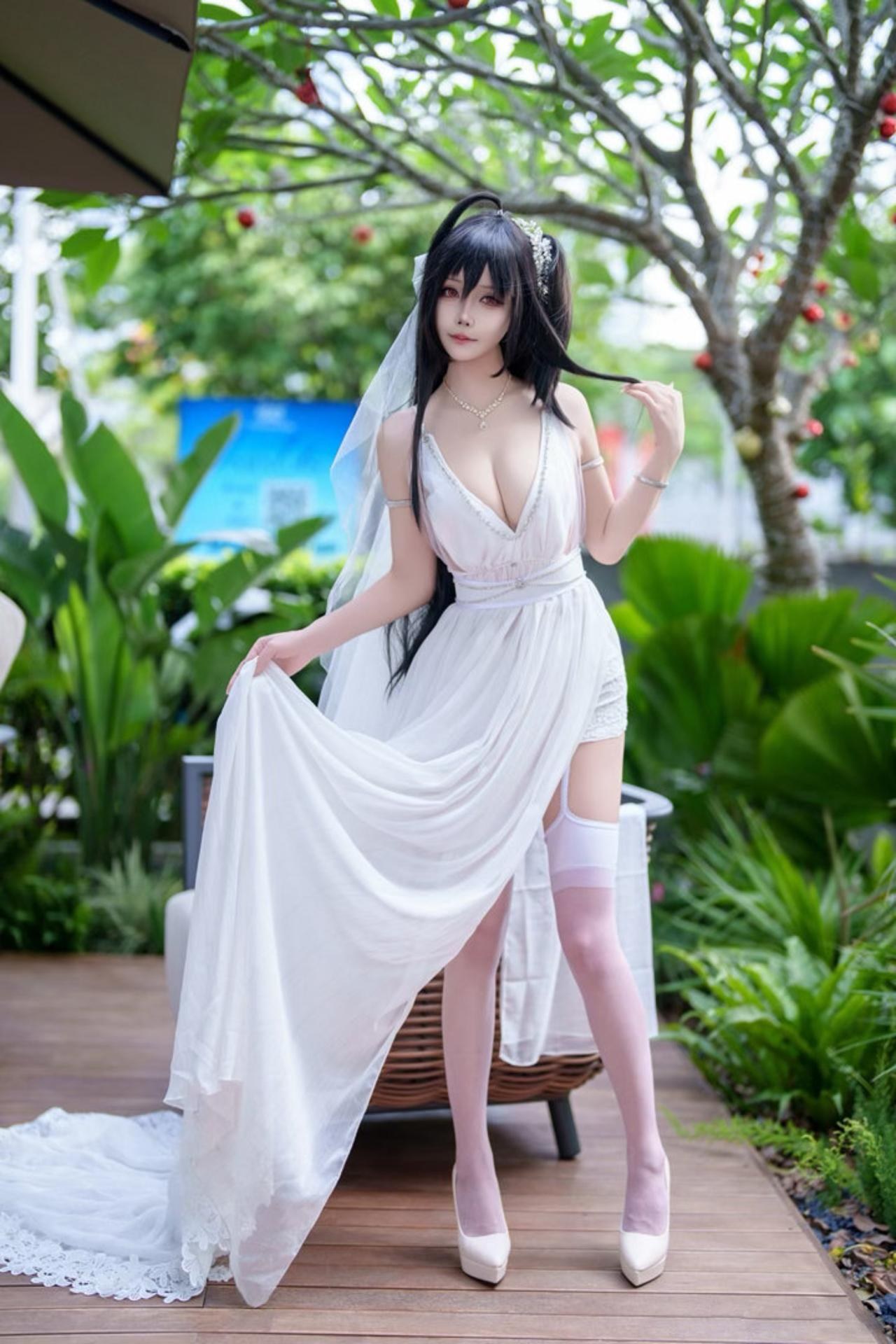 [cosplay] 抱走莫子aa - 碧蓝航线 大凤：誓约花嫁花嫁白纱美胸 27P