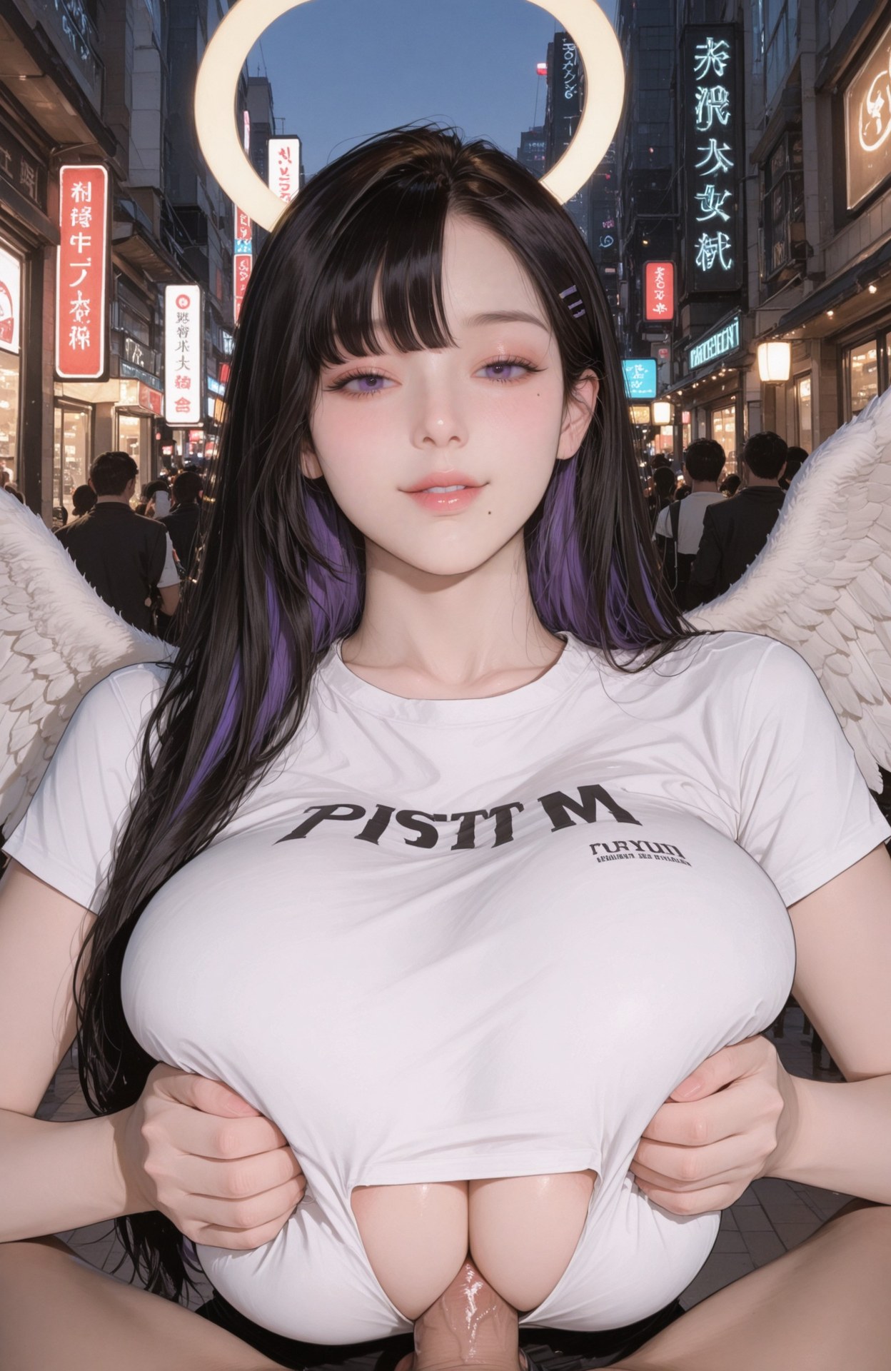AI Generated Anime Girl - 胜利女神NIKKE Eunhwa：黑丝紧身衣湿身露穴 90P