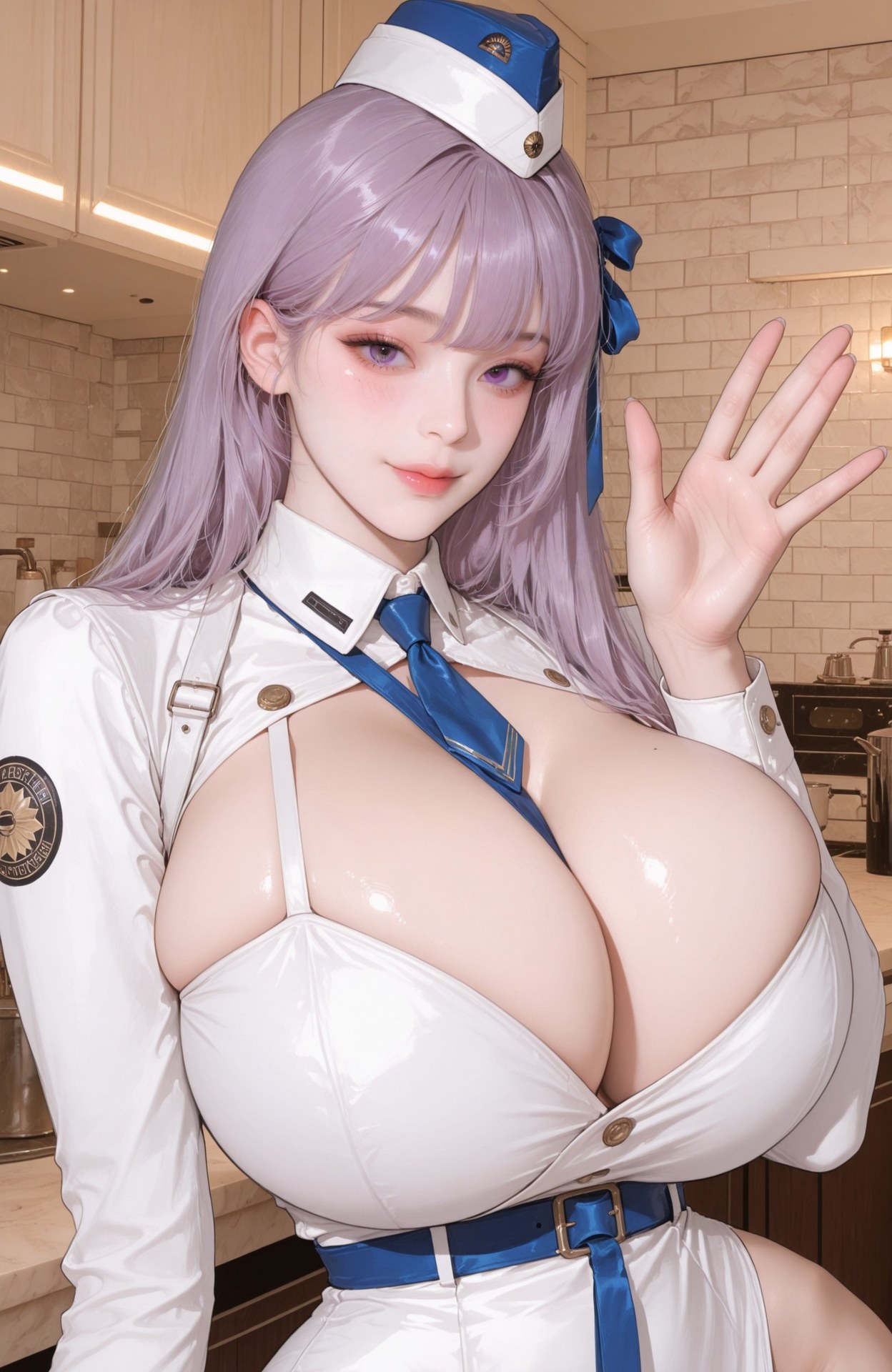 AI Generated Anime Girl - 胜利女神NIKKE Marian (nikke)：学生装制服湿身露穴 85P