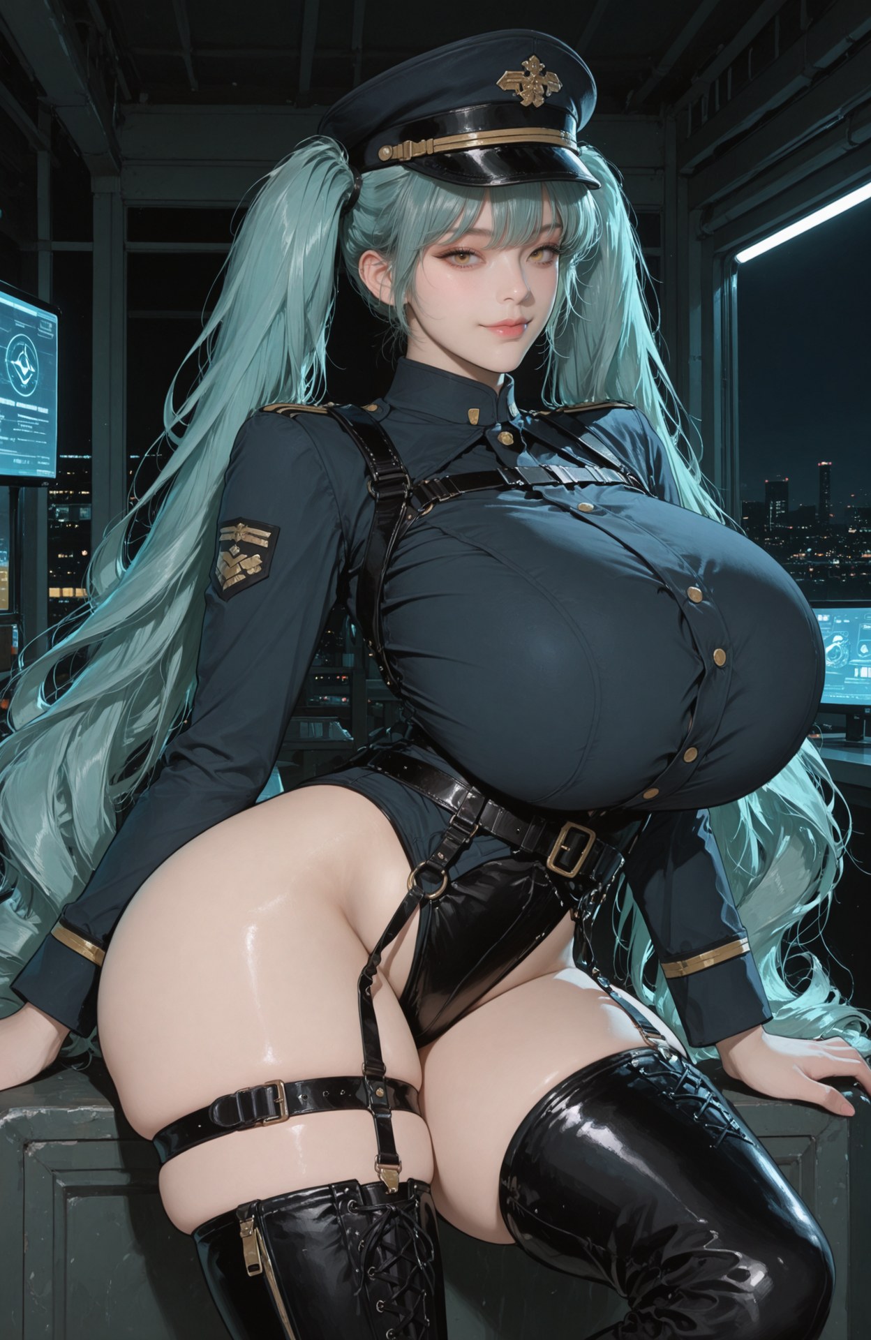AI Generated Anime Girl - 胜利女神NIKKE Privaty：黑丝紧身衣白丝制服湿身露穴 159P
