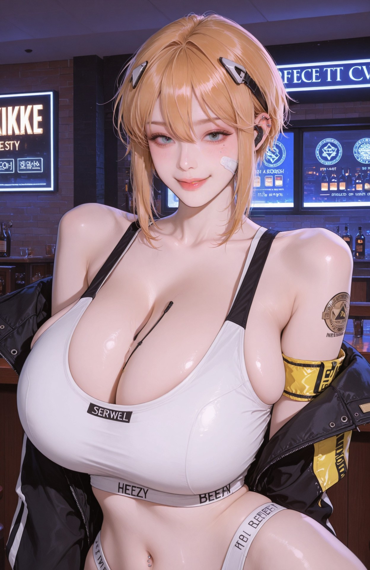 AI Generated Anime Girl - Goddess of Victory NIKKE Maxwell: bodysuit, wet-look styling, explicit nude detail 107P