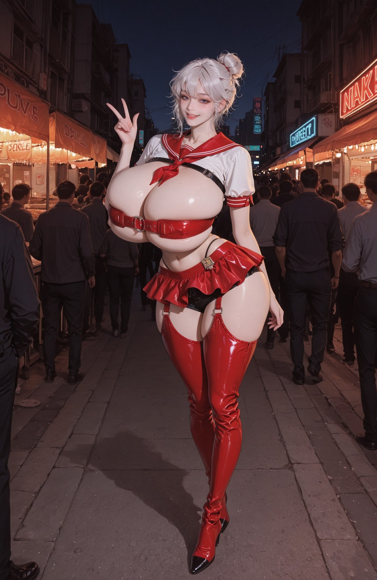 AI Generated Anime Girl - Goddess of Victory NIKKE Yulha: bodysuit, wet-look styling, explicit nude detail 102P