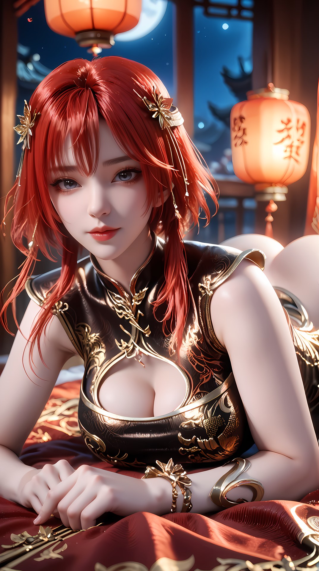 AI Porn - 백련성신 주완 블랙 골드 치파오 노출 누드 블랙 골드 치파오, 침실 포즈, 노출 누드 AI 이미지 갤러리 88P
