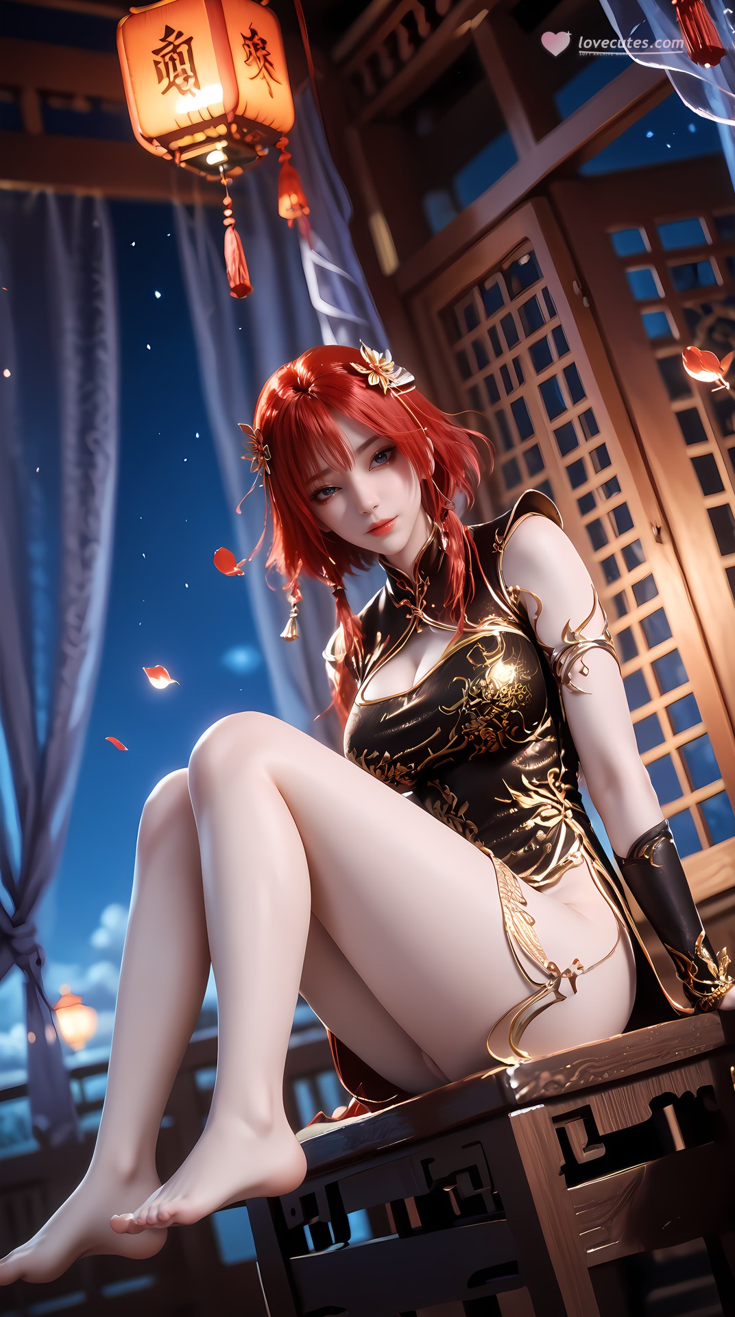 AI Porn - 백련성신 주완 블랙 골드 치파오 노출 누드 블랙 골드 치파오, 침실 포즈, 노출 누드 AI 이미지 갤러리 88P