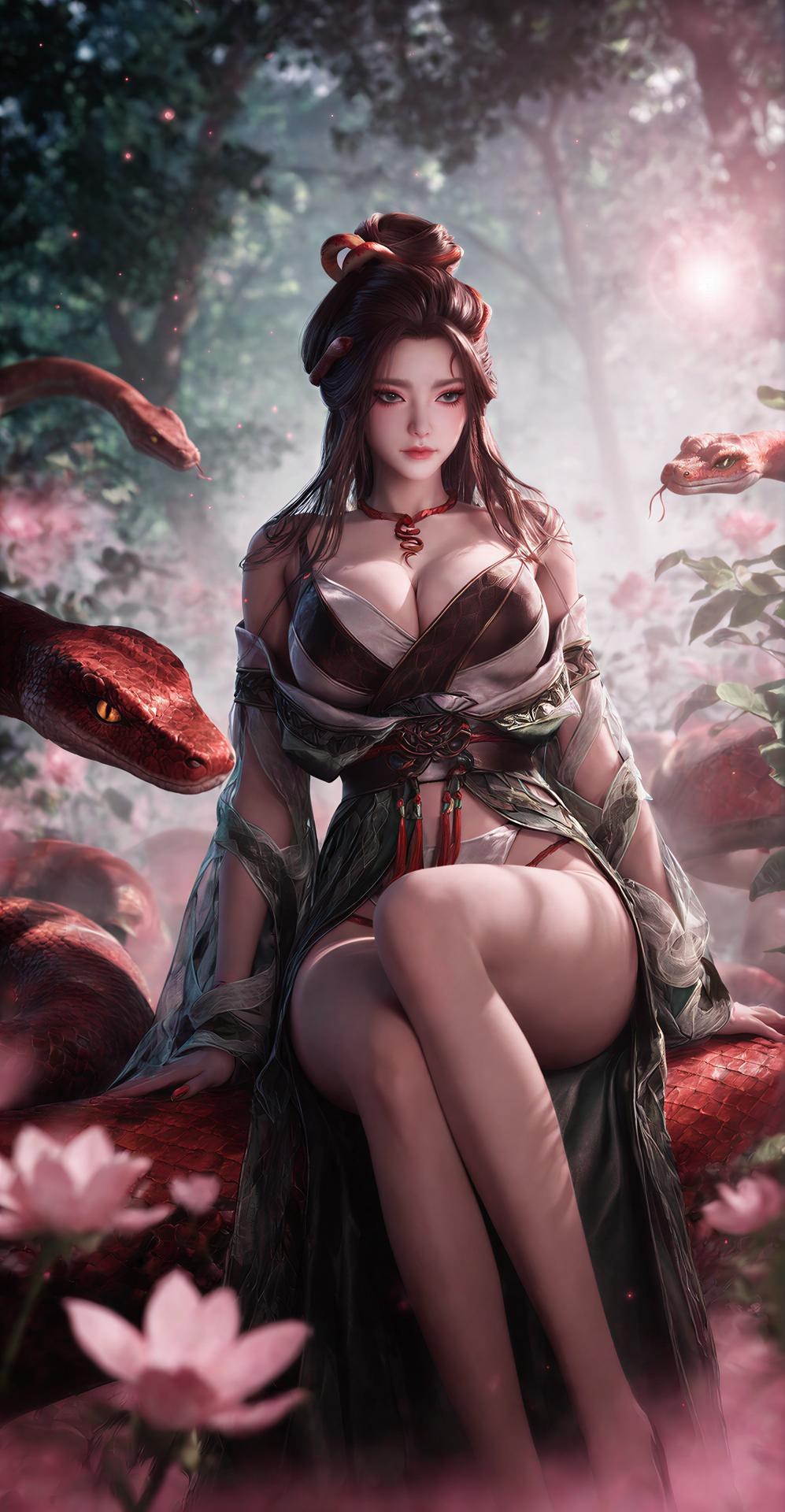 AI Porn - 龍嬌男 森林 蛇モチーフ古装 トップレス 森林シーン、蛇モチーフ古装、トップレス AI画像ギャラリー 162P